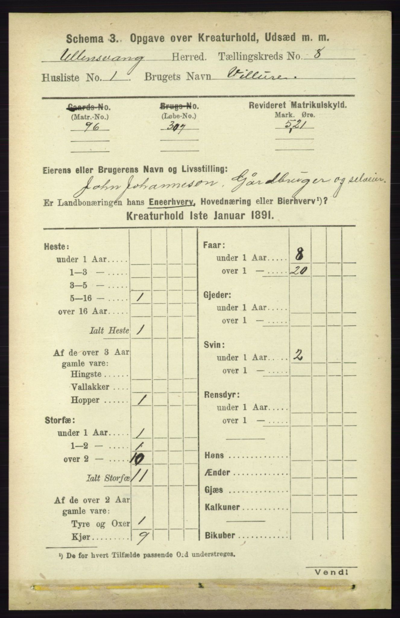 RA, 1891 census for 1230 Ullensvang, 1891, p. 7432