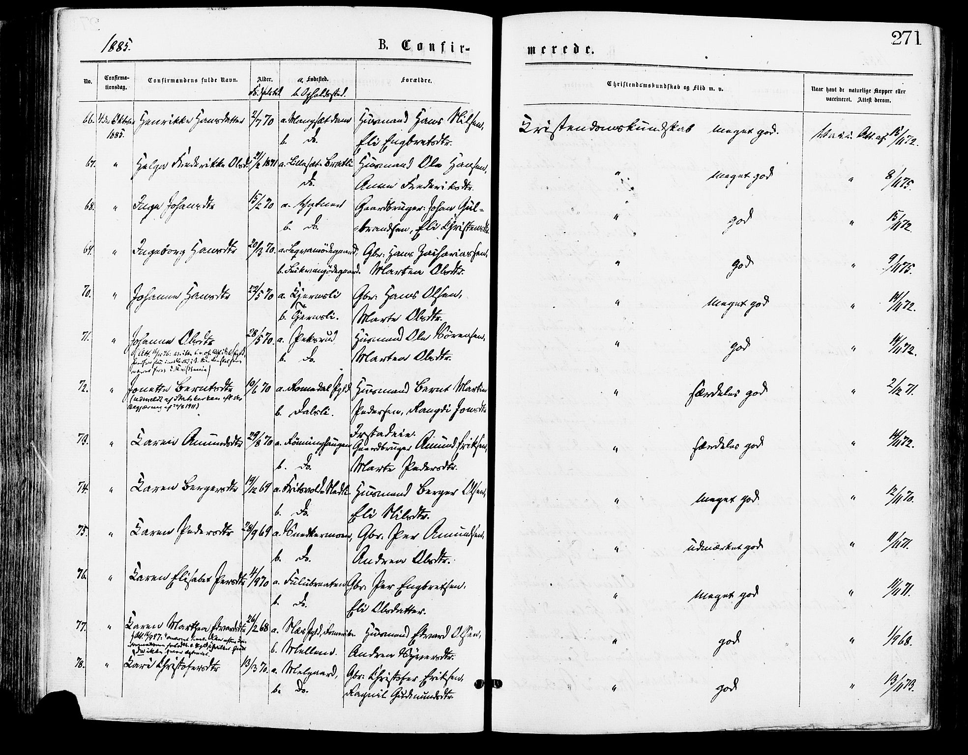 Sør-Odal prestekontor, SAH/PREST-030/H/Ha/Haa/L0005: Parish register (official) no. 5, 1876-1885, p. 271