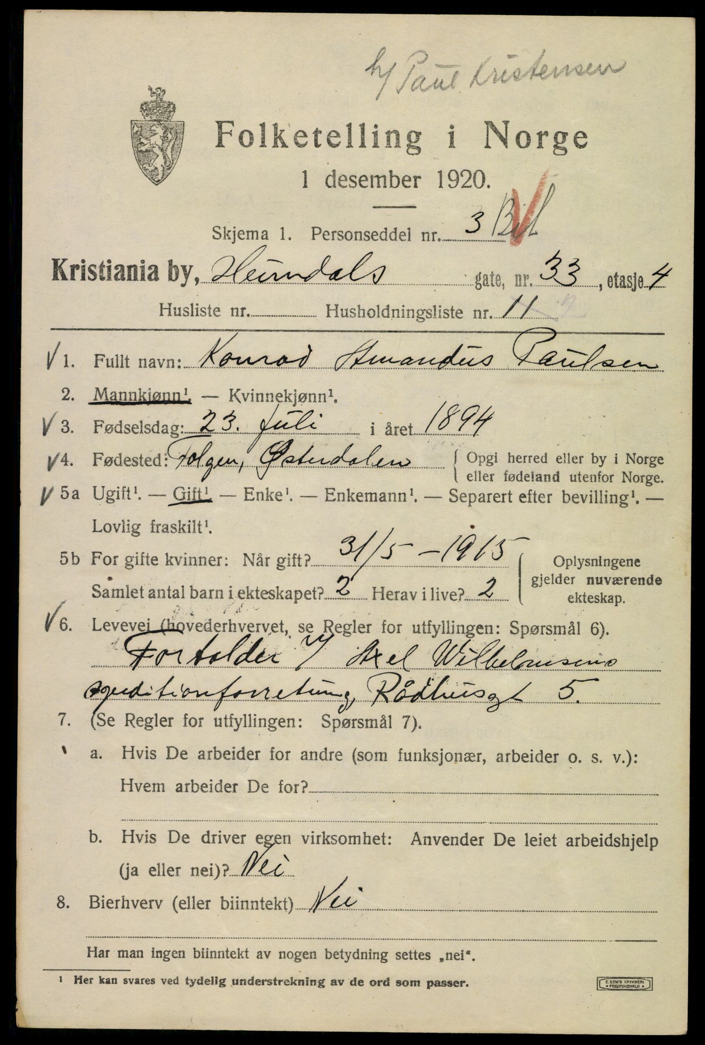 SAO, 1920 census for Kristiania, 1920, p. 281197