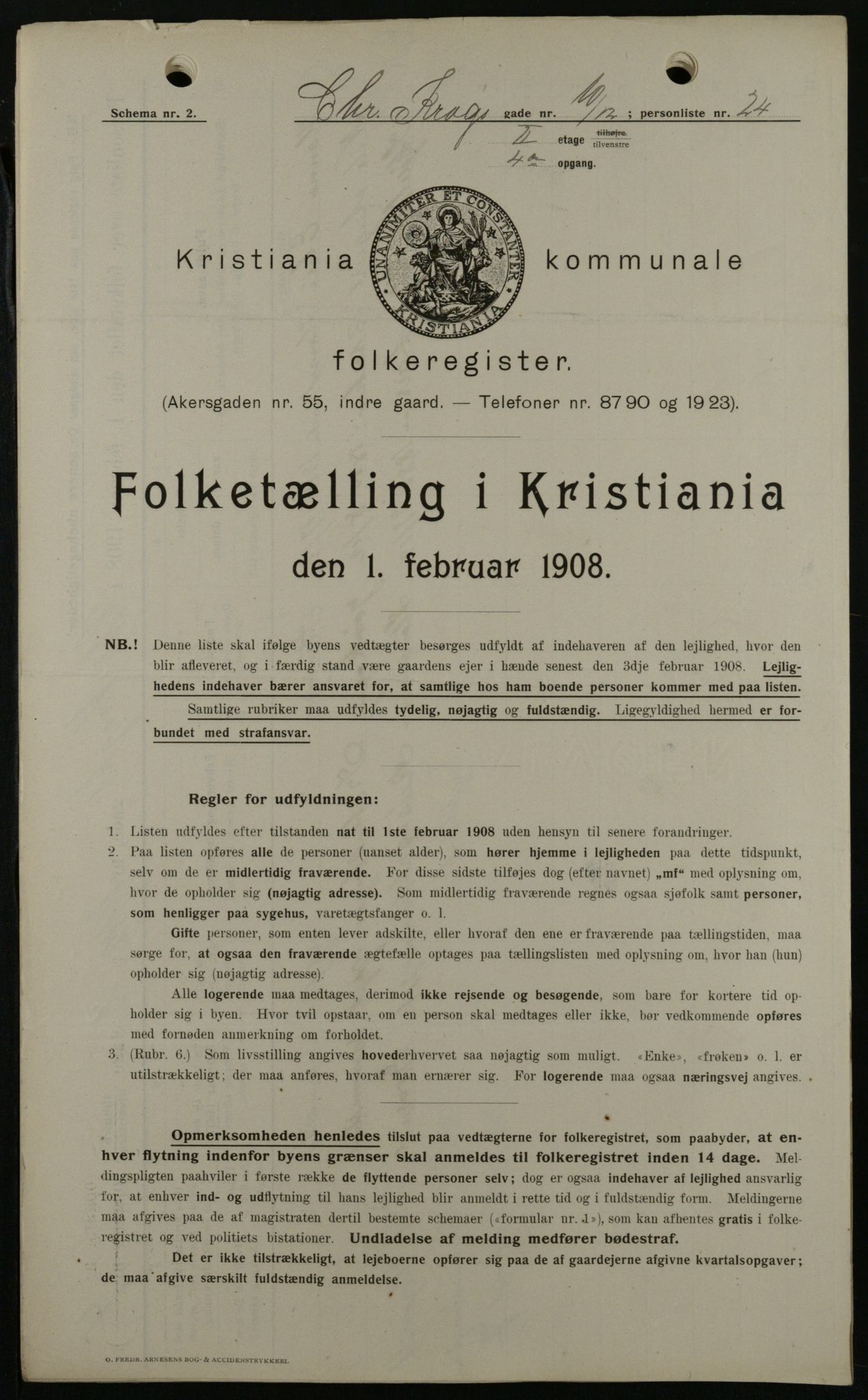 OBA, Municipal Census 1908 for Kristiania, 1908, p. 11065