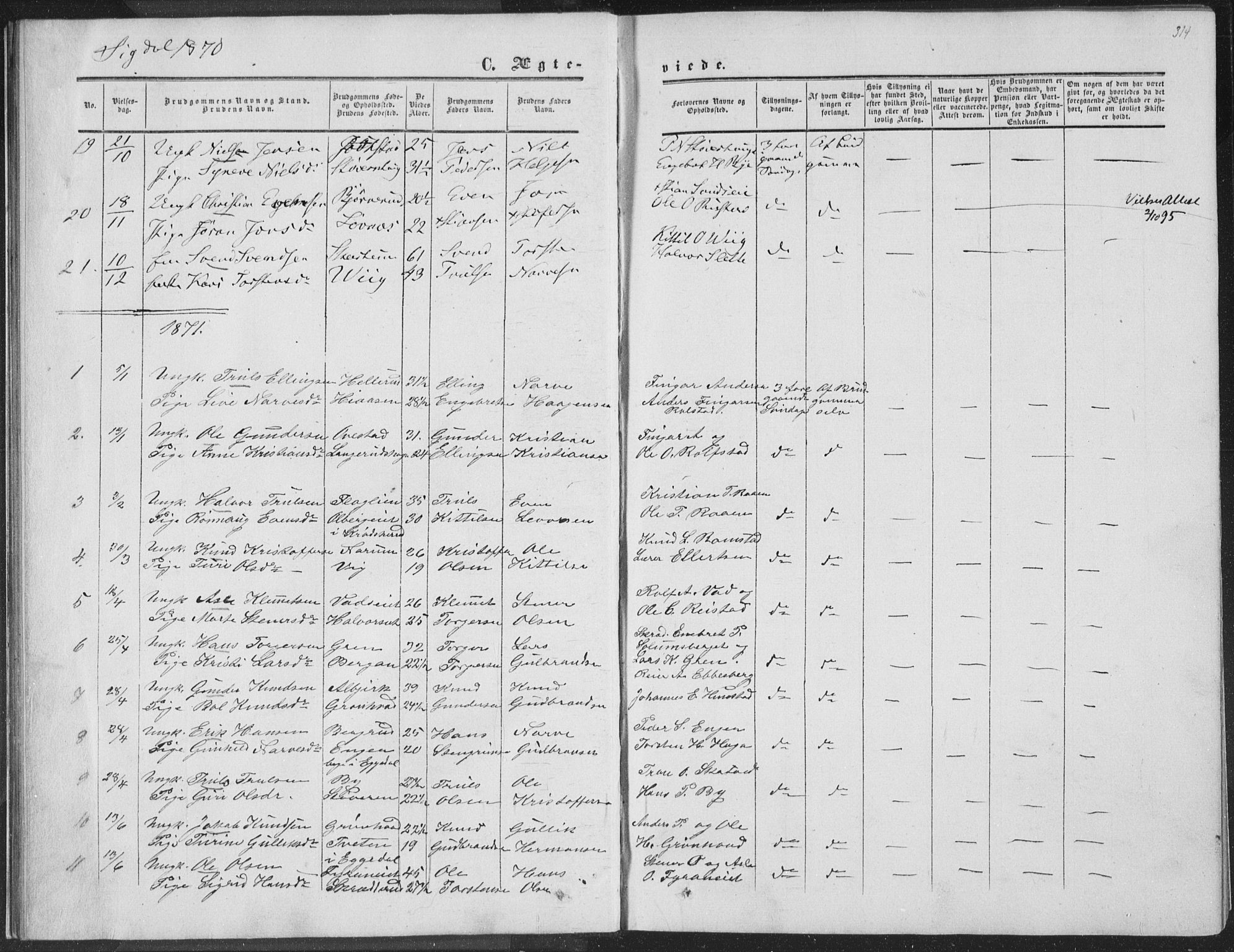 Sigdal kirkebøker, SAKO/A-245/F/Fa/L0009b: Parish register (official) no. I 9B, 1860-1871, p. 314