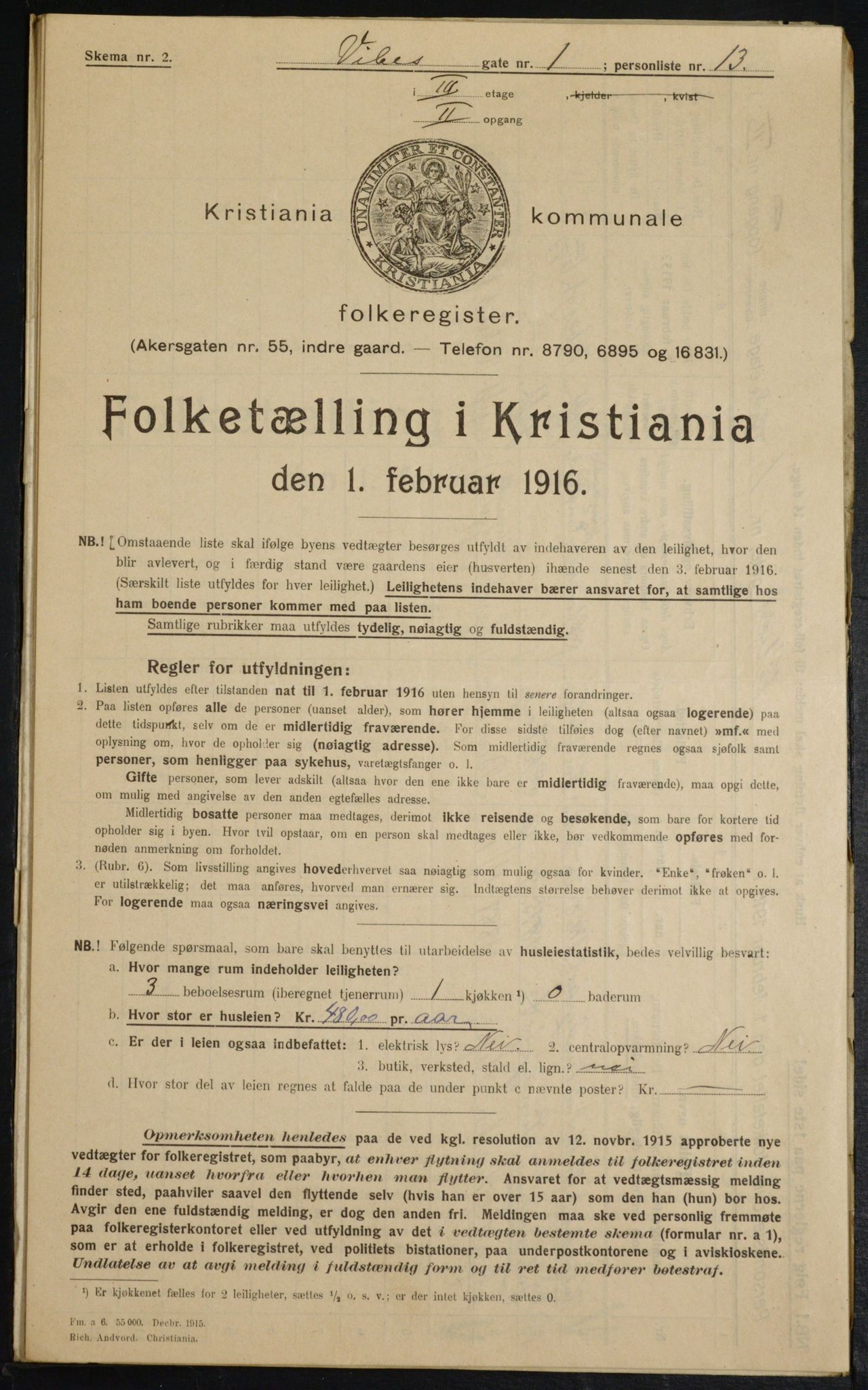 OBA, Municipal Census 1916 for Kristiania, 1916, p. 126303