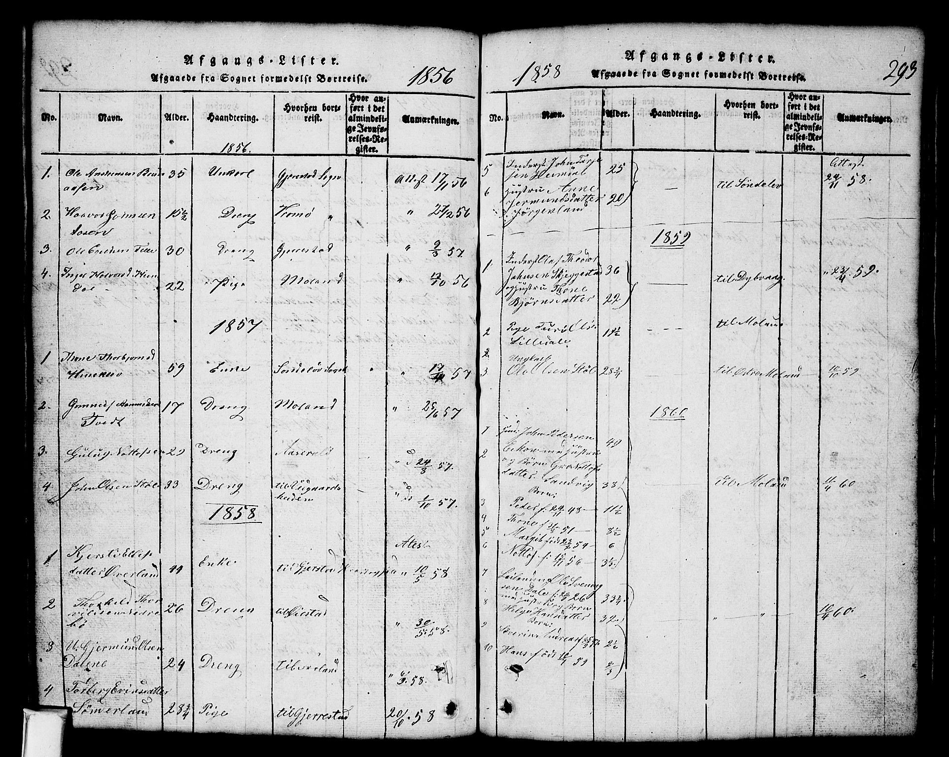 Nissedal kirkebøker, SAKO/A-288/G/Gb/L0001: Parish register (copy) no. II 1, 1814-1862, p. 293
