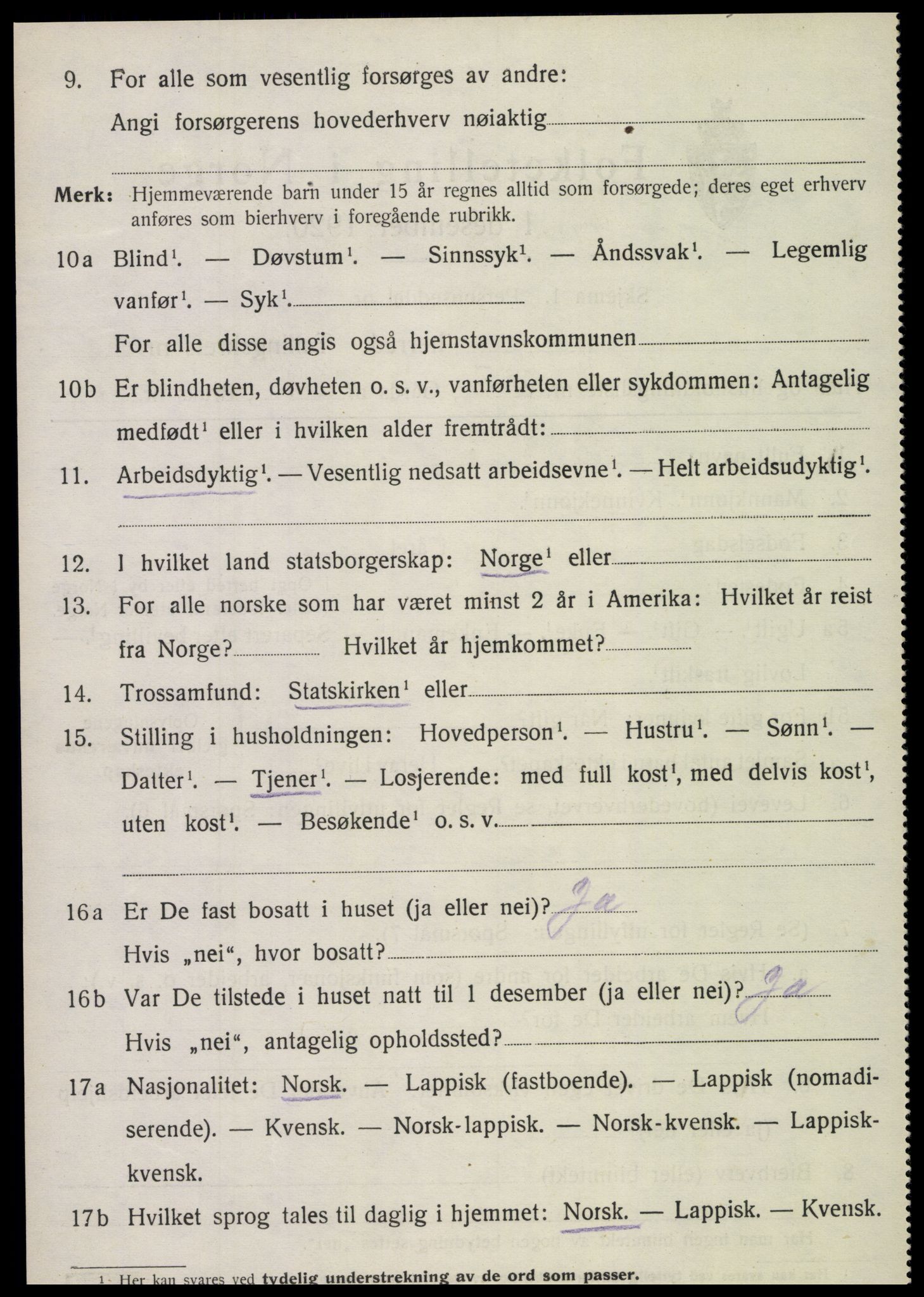 SAT, 1920 census for Sparbu, 1920, p. 3194