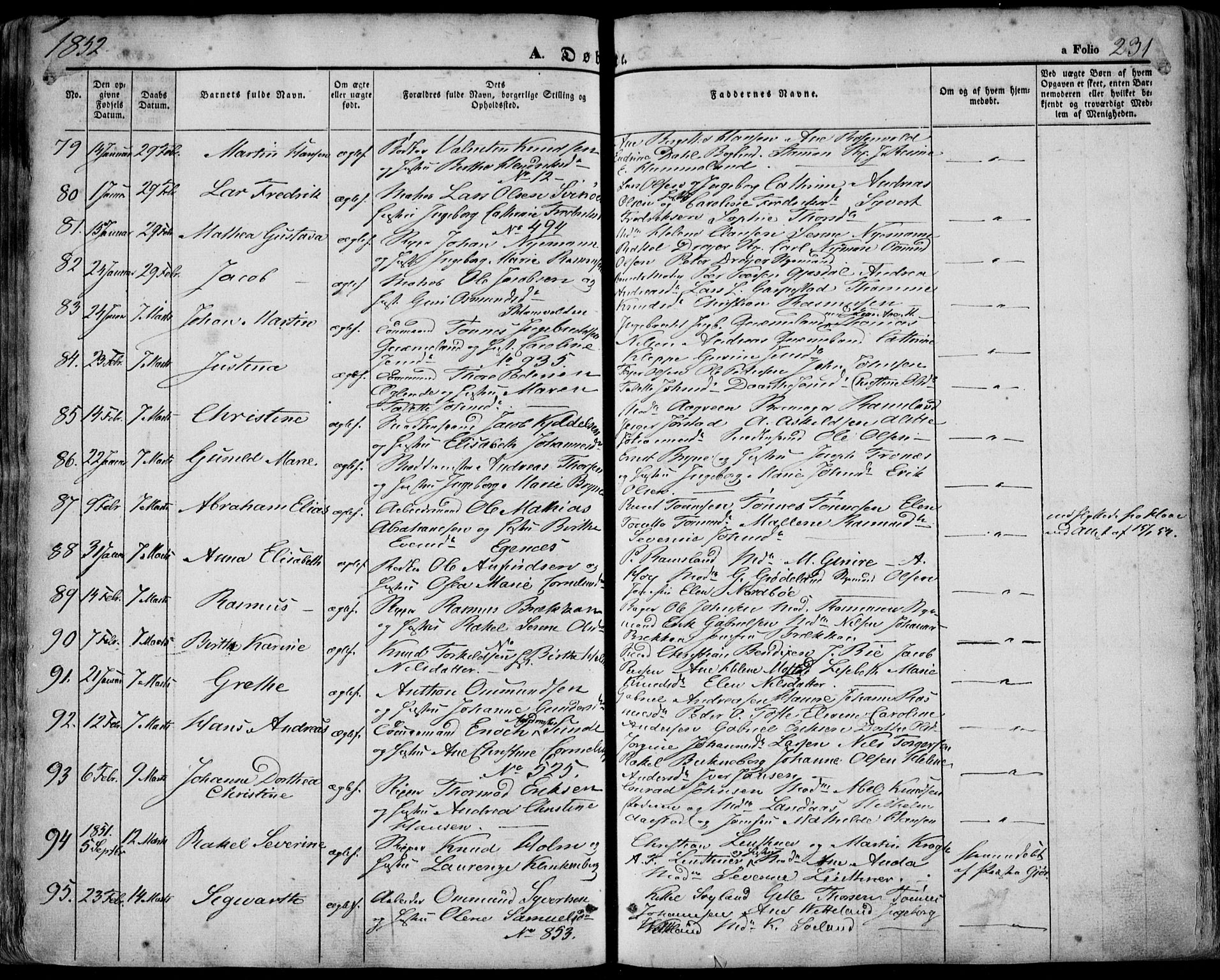 Domkirken sokneprestkontor, SAST/A-101812/001/30/30BA/L0016: Parish register (official) no. A 15, 1844-1854, p. 231
