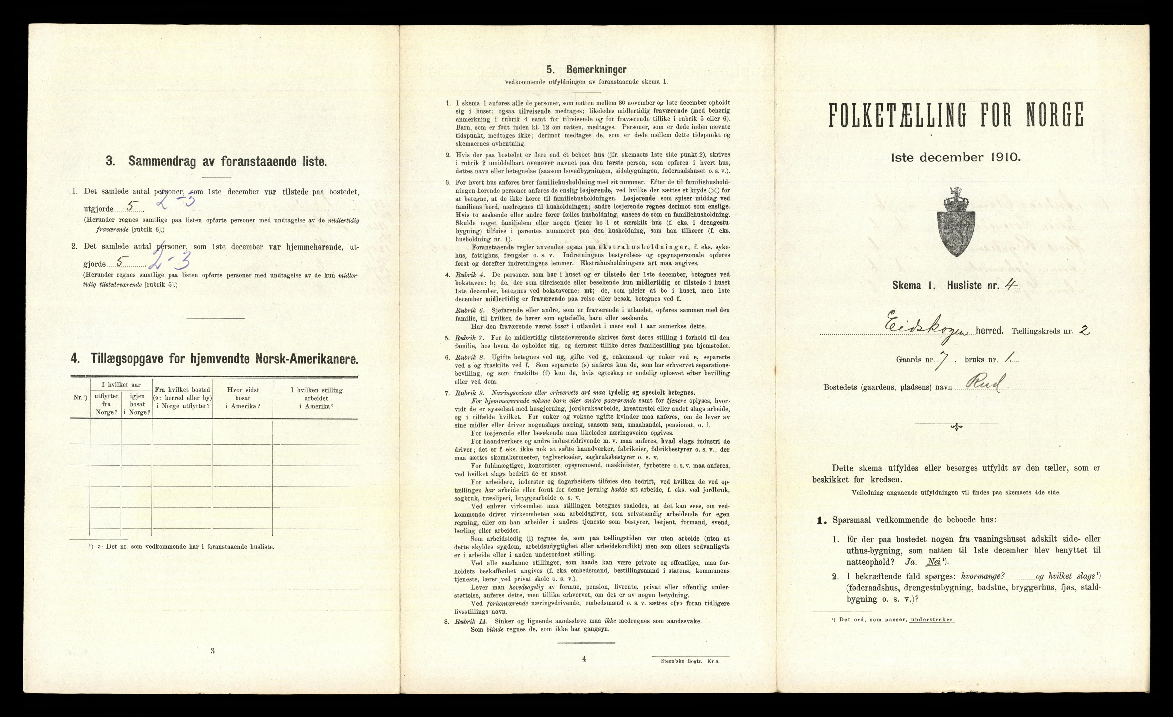 RA, 1910 census for Eidskog, 1910, p. 160