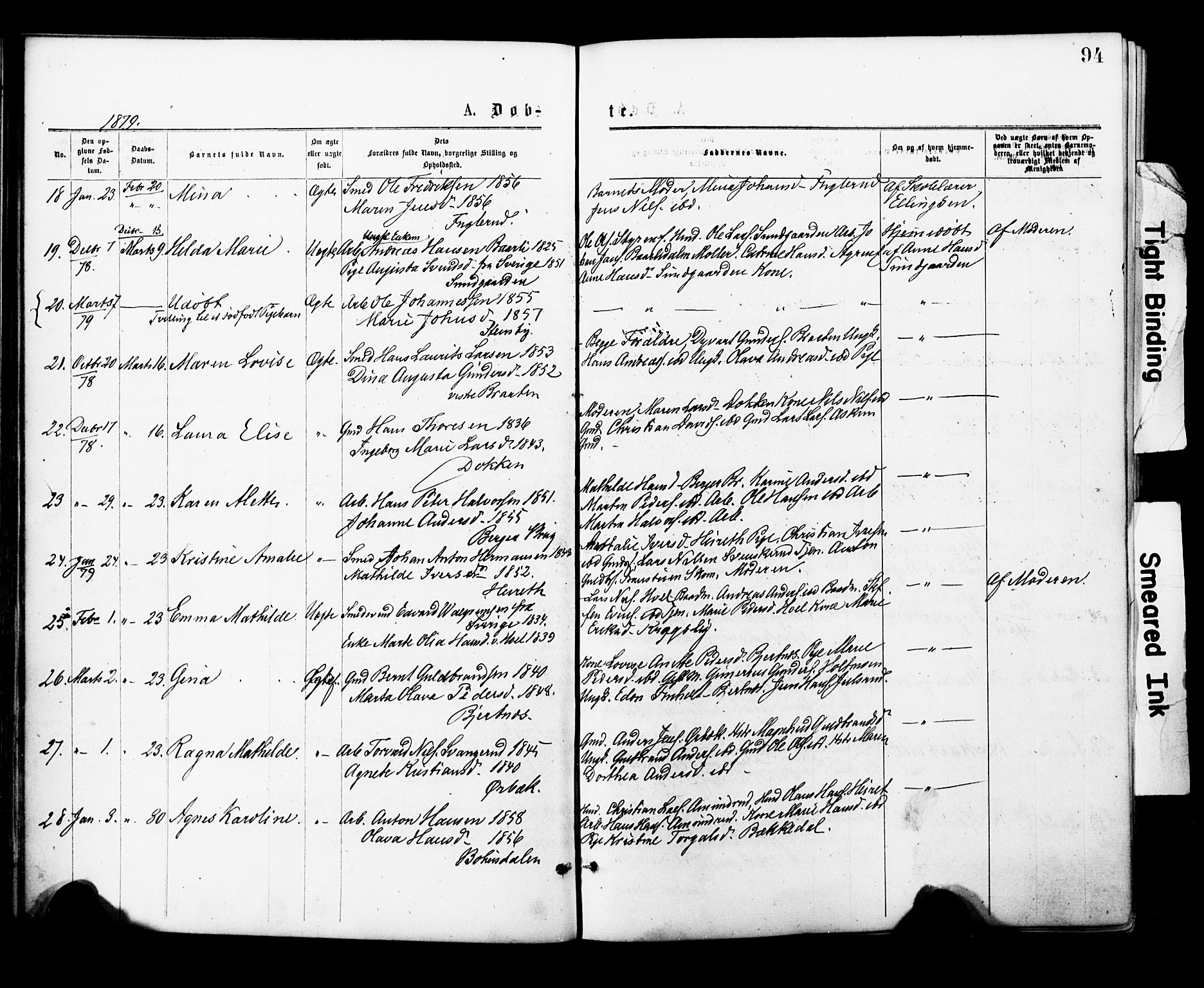 Eidsvoll prestekontor Kirkebøker, AV/SAO-A-10888/F/Fa/L0001: Parish register (official) no. I 1, 1877-1881, p. 94