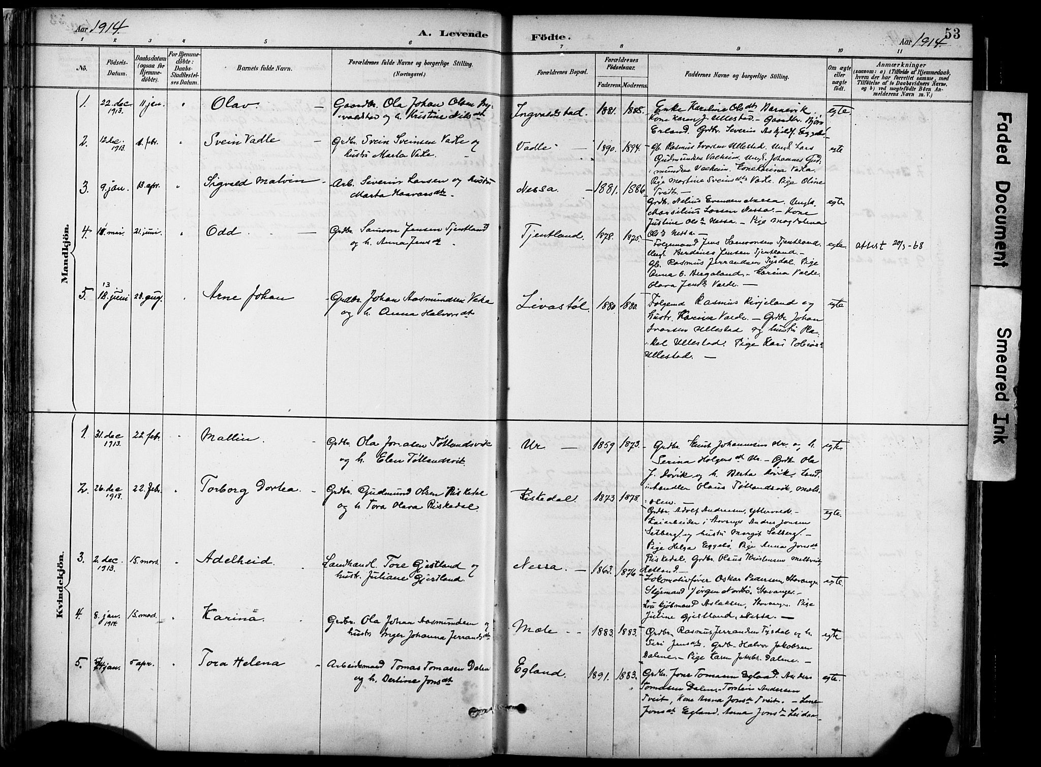 Hjelmeland sokneprestkontor, AV/SAST-A-101843/02/A/L0001: Parish register (official) no. A 16, 1887-1926, p. 53