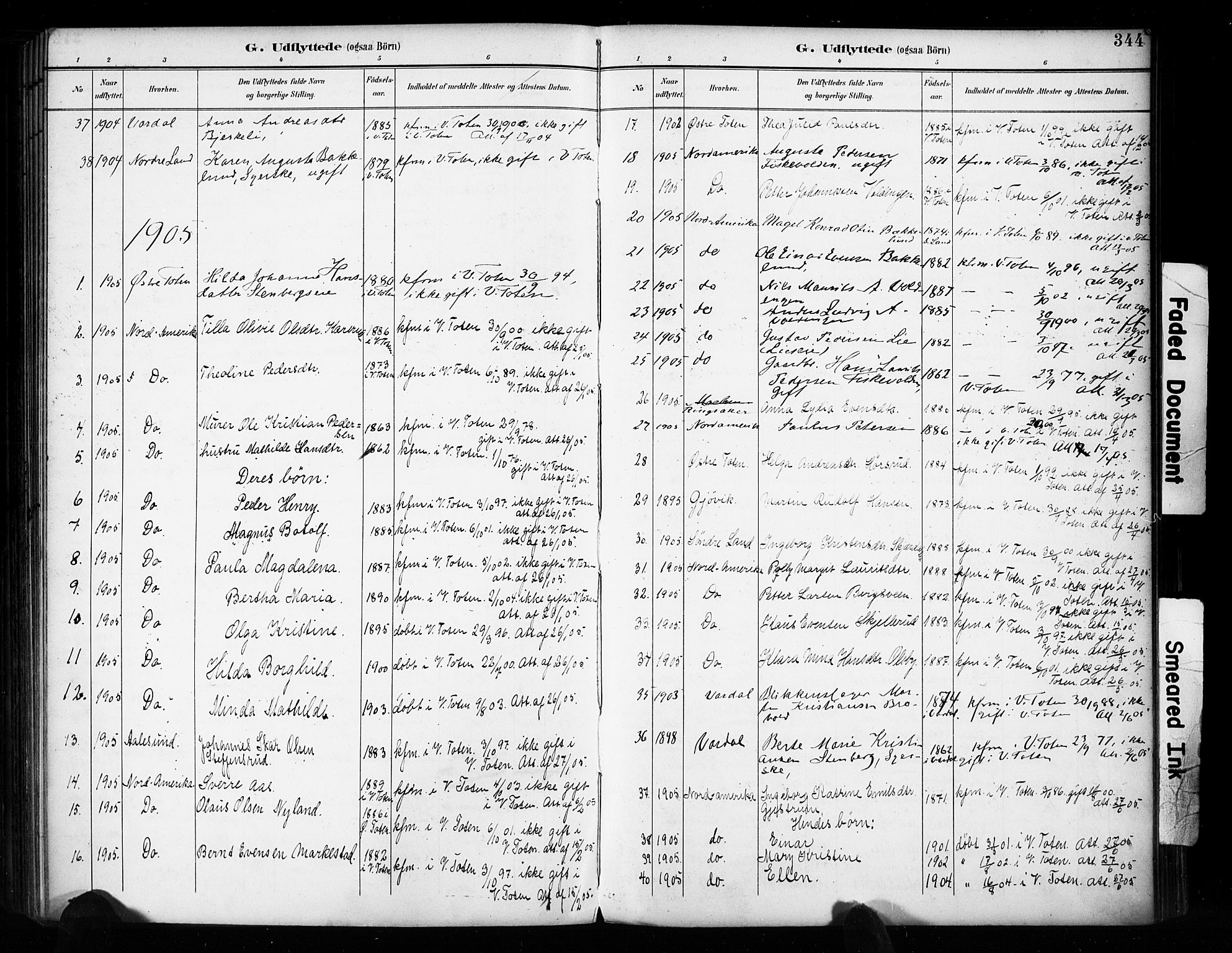 Vestre Toten prestekontor, SAH/PREST-108/H/Ha/Haa/L0011: Parish register (official) no. 11, 1895-1906, p. 344