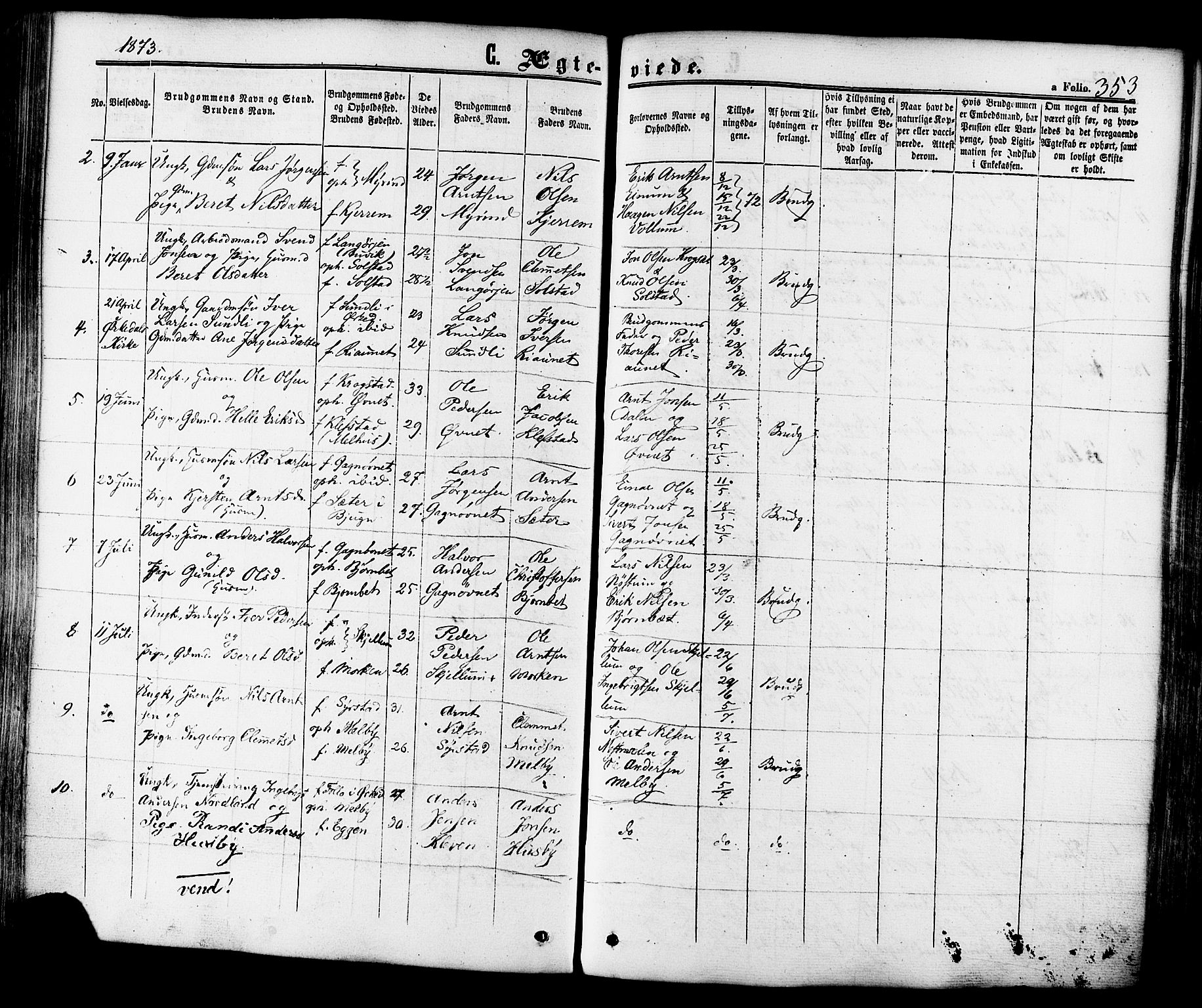 Ministerialprotokoller, klokkerbøker og fødselsregistre - Sør-Trøndelag, SAT/A-1456/665/L0772: Parish register (official) no. 665A07, 1856-1878, p. 353