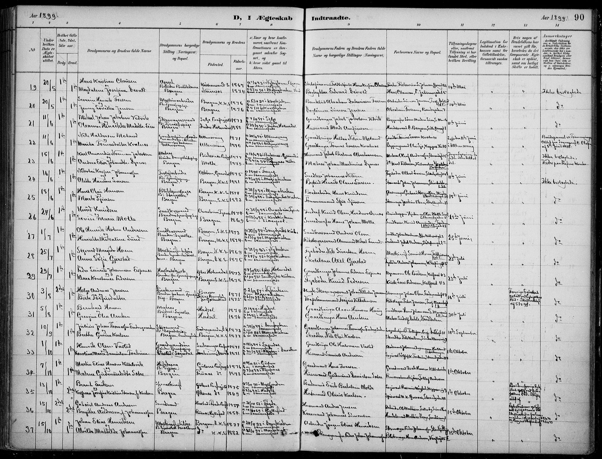 Mariakirken Sokneprestembete, AV/SAB-A-76901/H/Hab/L0008: Parish register (copy) no. A 8, 1889-1908, p. 90