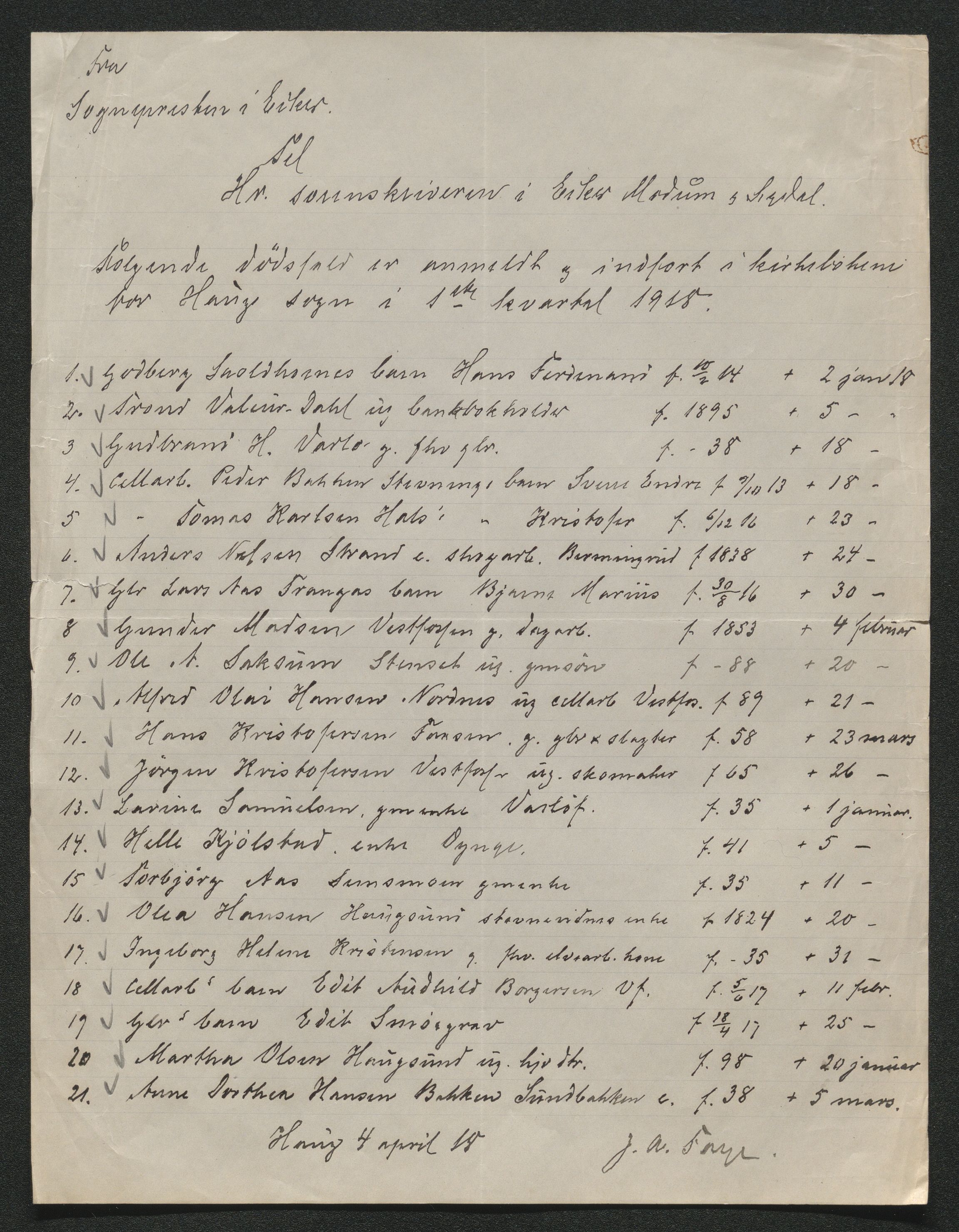 Eiker, Modum og Sigdal sorenskriveri, AV/SAKO-A-123/H/Ha/Hab/L0039: Dødsfallsmeldinger, 1918-1919, p. 403