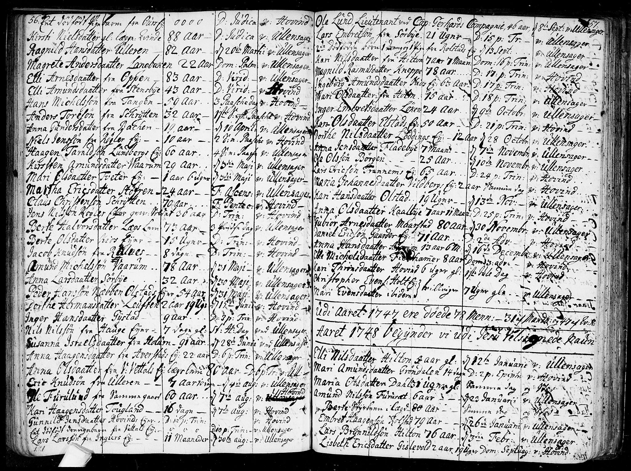 Ullensaker prestekontor Kirkebøker, SAO/A-10236a/F/Fa/L0010: Parish register (official) no. I 10, 1733-1776, p. 56-57