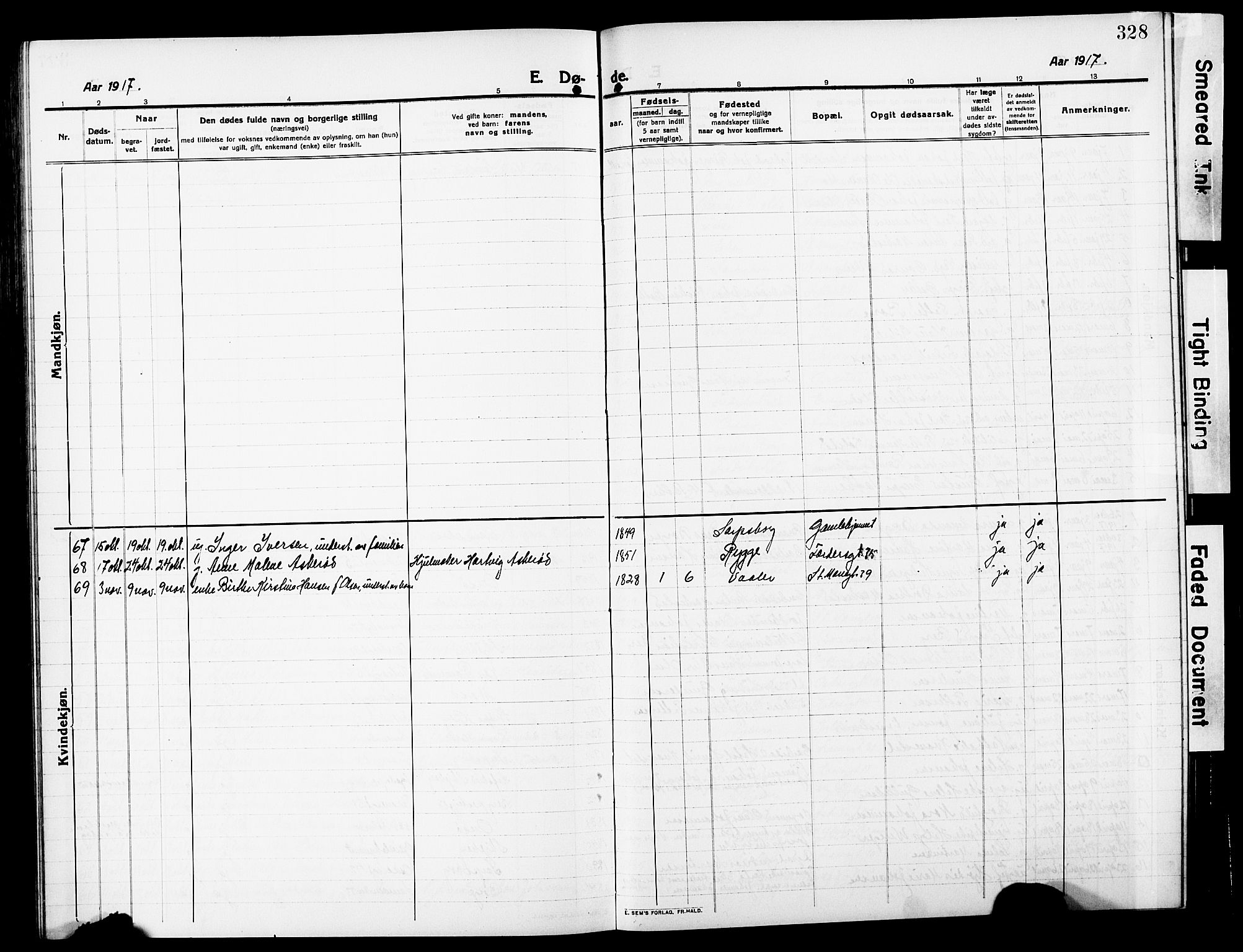 Sarpsborg prestekontor Kirkebøker, AV/SAO-A-2006/G/Ga/L0002: Parish register (copy) no. 2, 1912-1931, p. 328