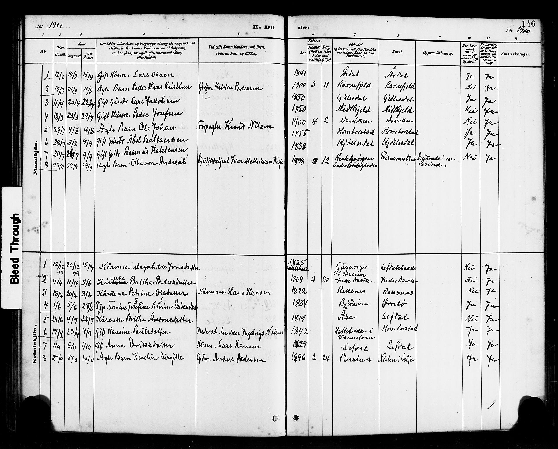 Davik sokneprestembete, AV/SAB-A-79701/H/Haa/Haab/L0001: Parish register (official) no. B 1, 1882-1900, p. 146