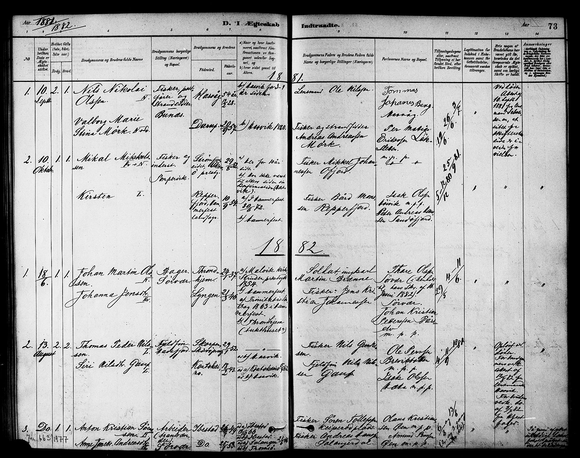 Loppa sokneprestkontor, SATØ/S-1339/H/Ha/L0007kirke: Parish register (official) no. 7, 1879-1889, p. 73