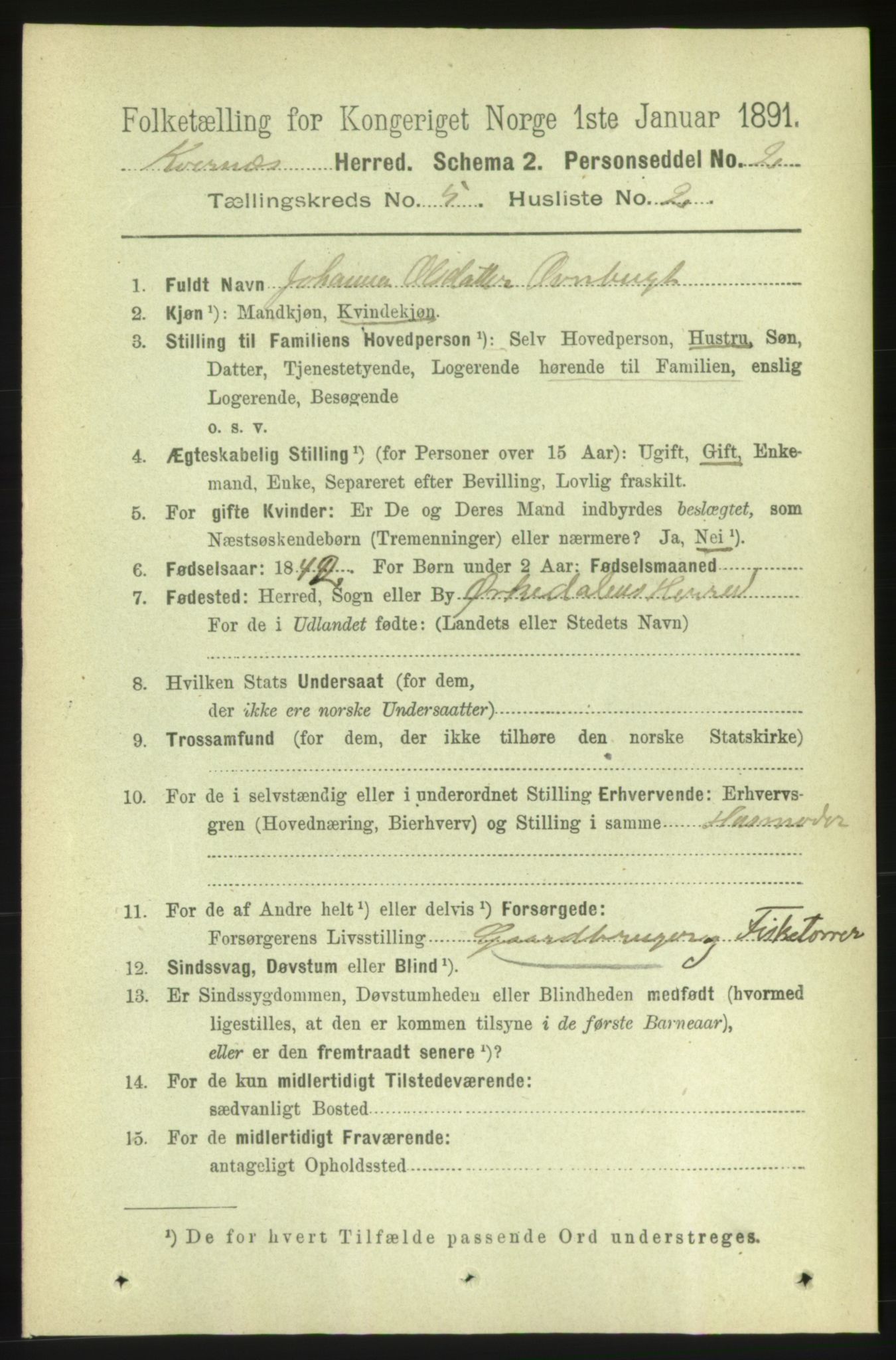 RA, 1891 census for 1553 Kvernes, 1891, p. 2339