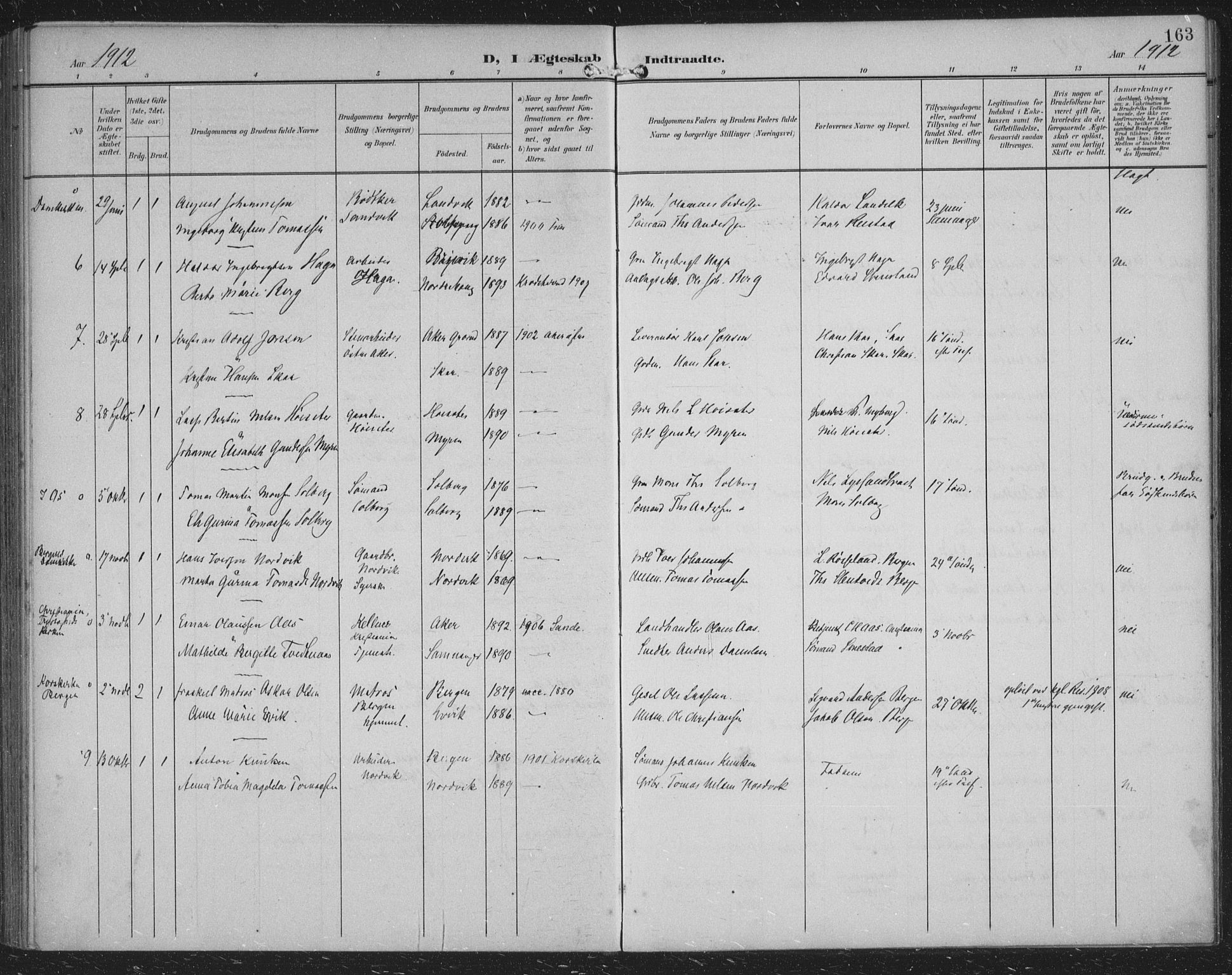 Samnanger Sokneprestembete, SAB/A-77501/H/Haa: Parish register (official) no. A 2, 1902-1918, p. 163