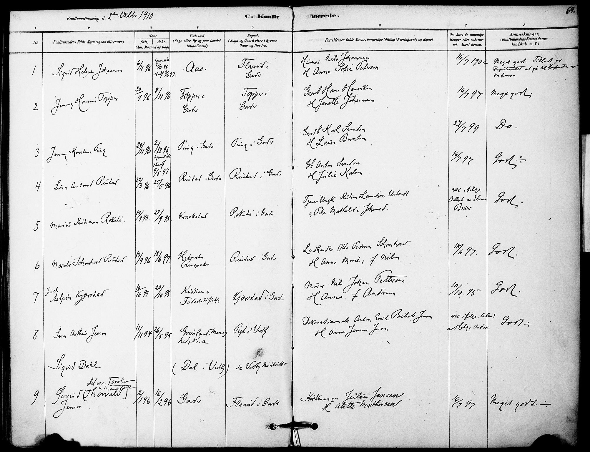Vestby prestekontor Kirkebøker, SAO/A-10893/F/Fa/L0011: Parish register (official) no. I 11, 1878-1913, p. 69