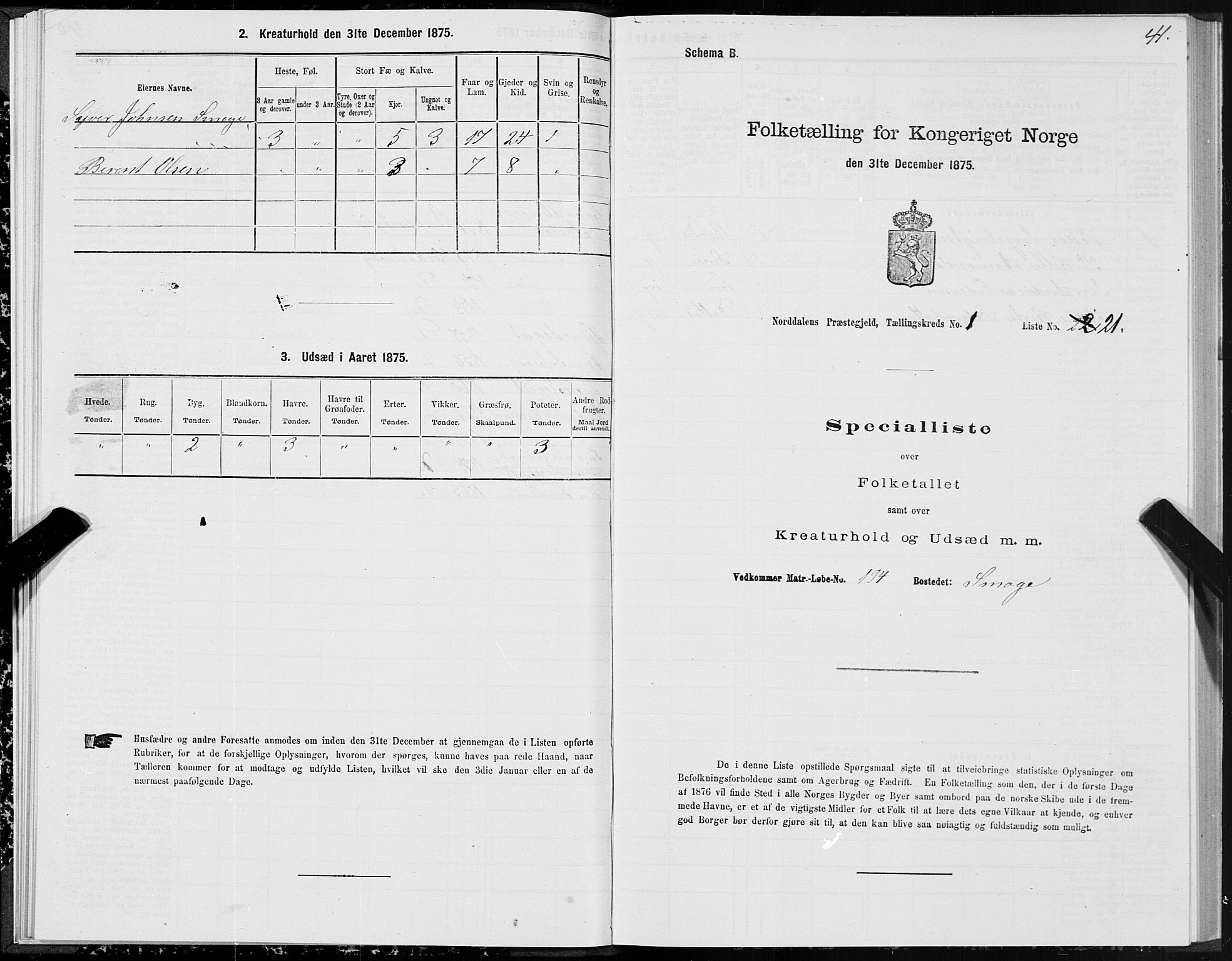 SAT, 1875 census for 1524P Norddal, 1875, p. 1041