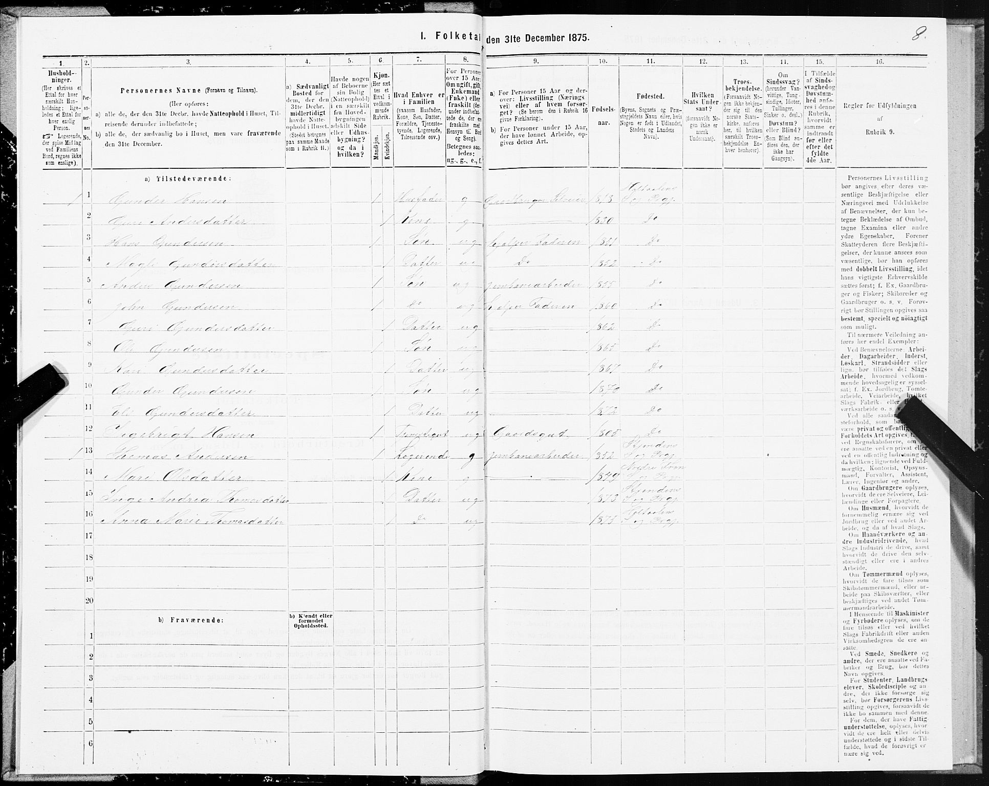 SAT, 1875 census for 1645P Haltdalen, 1875, p. 1008