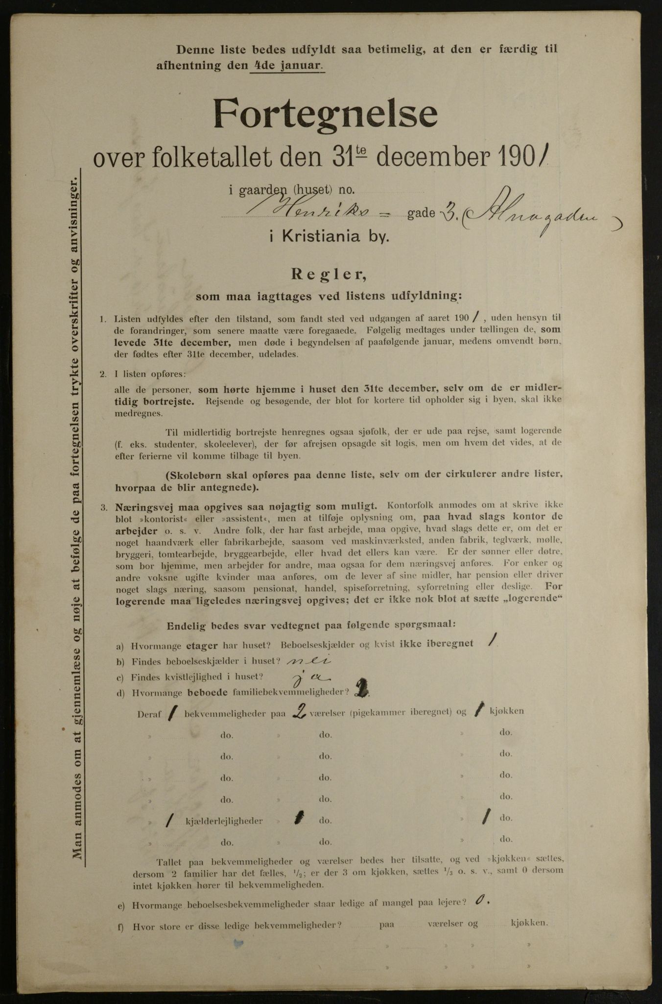 OBA, Municipal Census 1901 for Kristiania, 1901, p. 6113