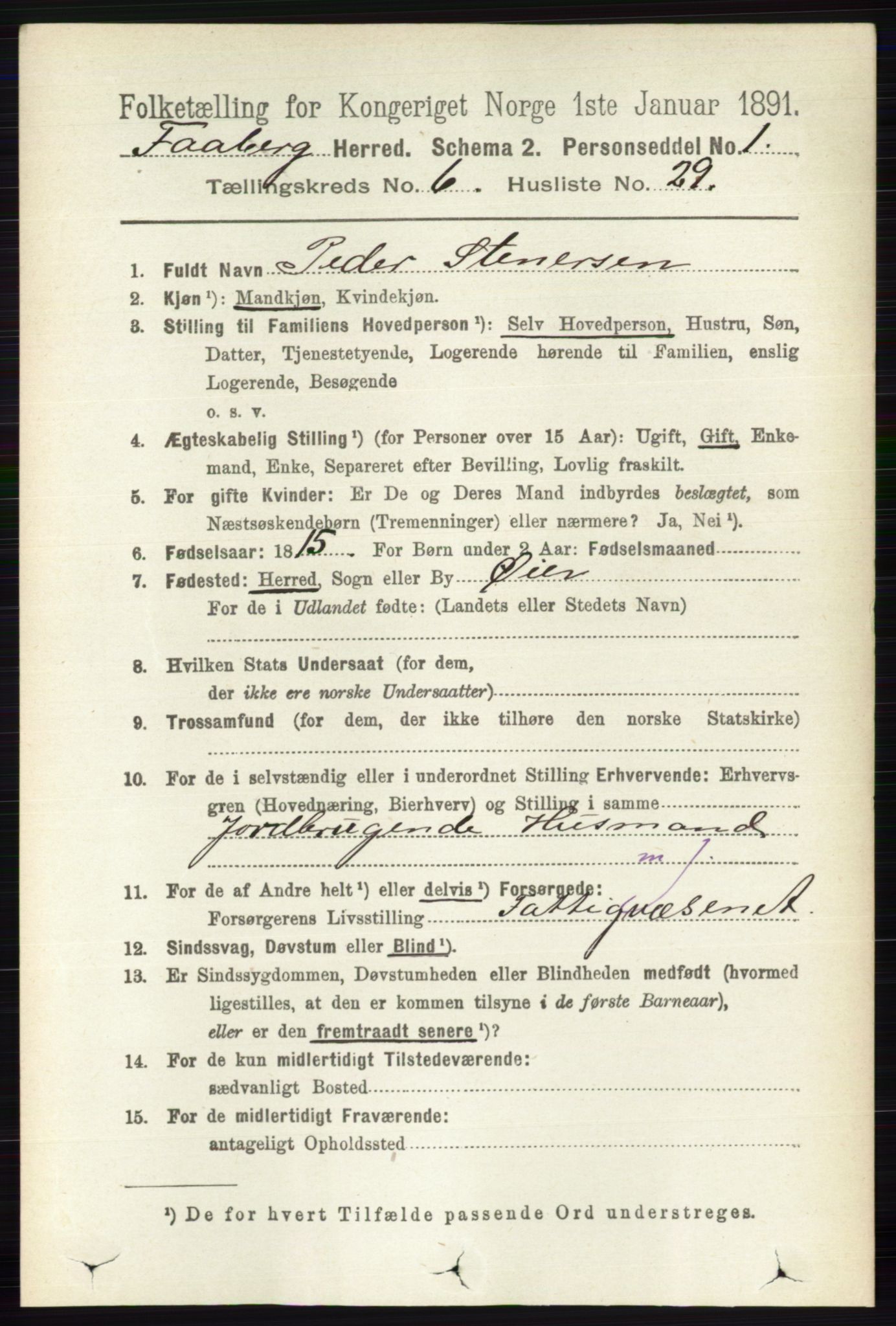 RA, 1891 census for 0524 Fåberg, 1891, p. 2442