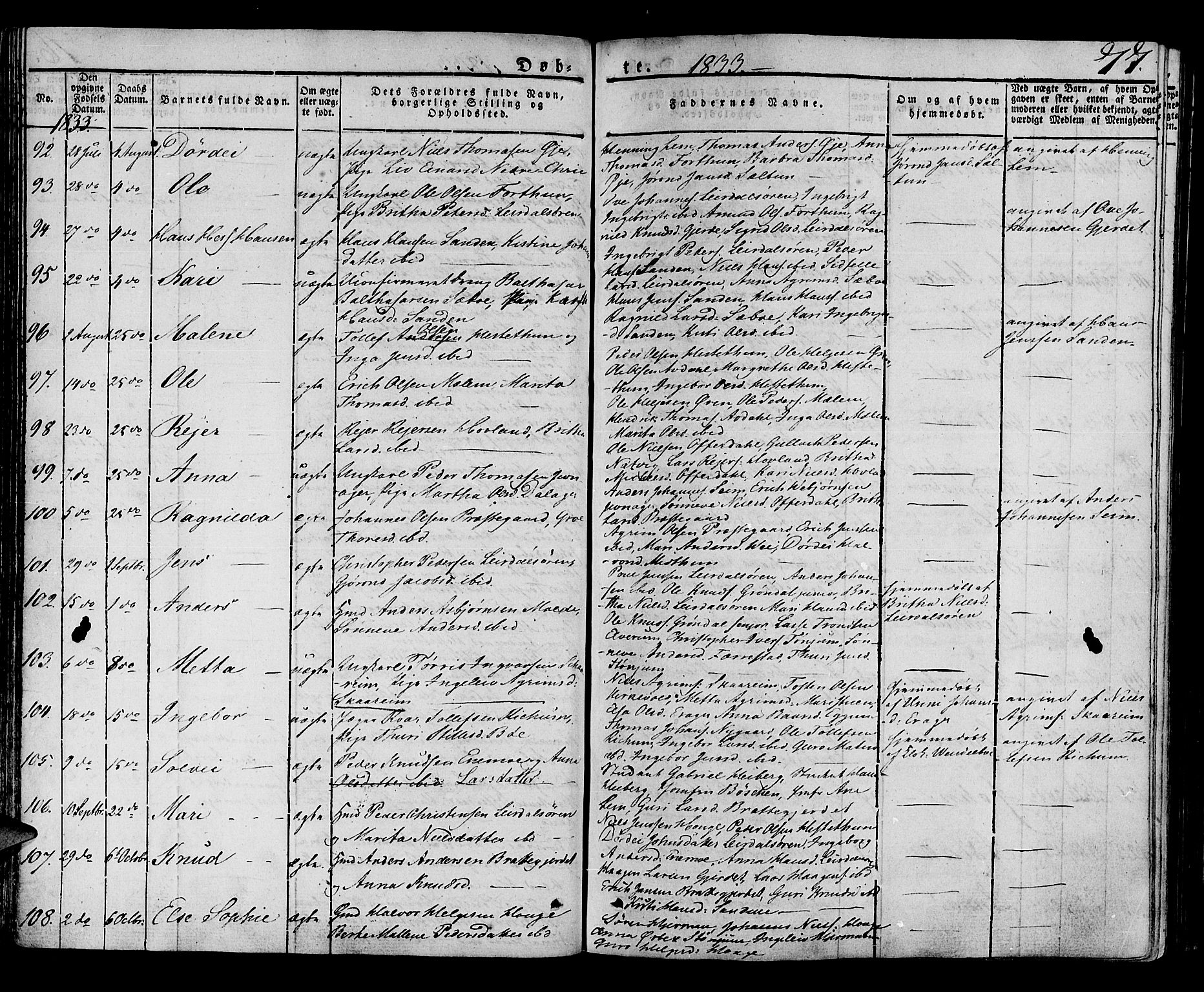 Lærdal sokneprestembete, SAB/A-81201: Parish register (official) no. A 5, 1822-1834, p. 77