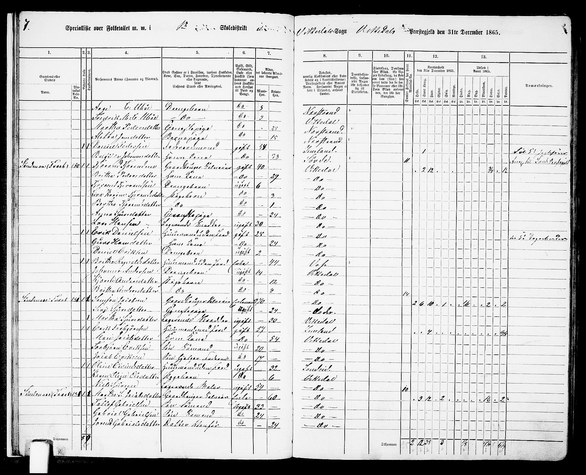 RA, 1865 census for Vikedal, 1865, p. 19
