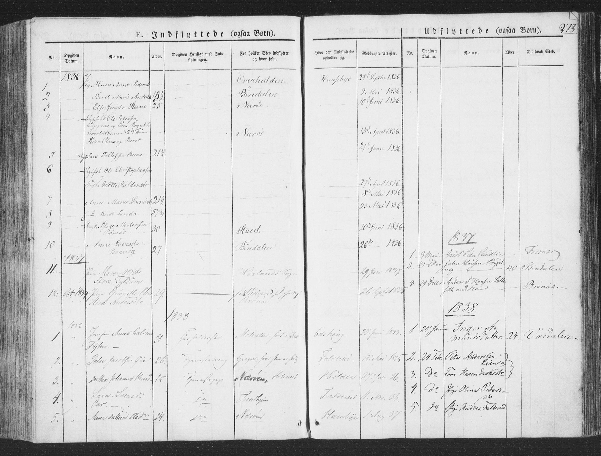 Ministerialprotokoller, klokkerbøker og fødselsregistre - Nord-Trøndelag, SAT/A-1458/780/L0639: Parish register (official) no. 780A04, 1830-1844, p. 273