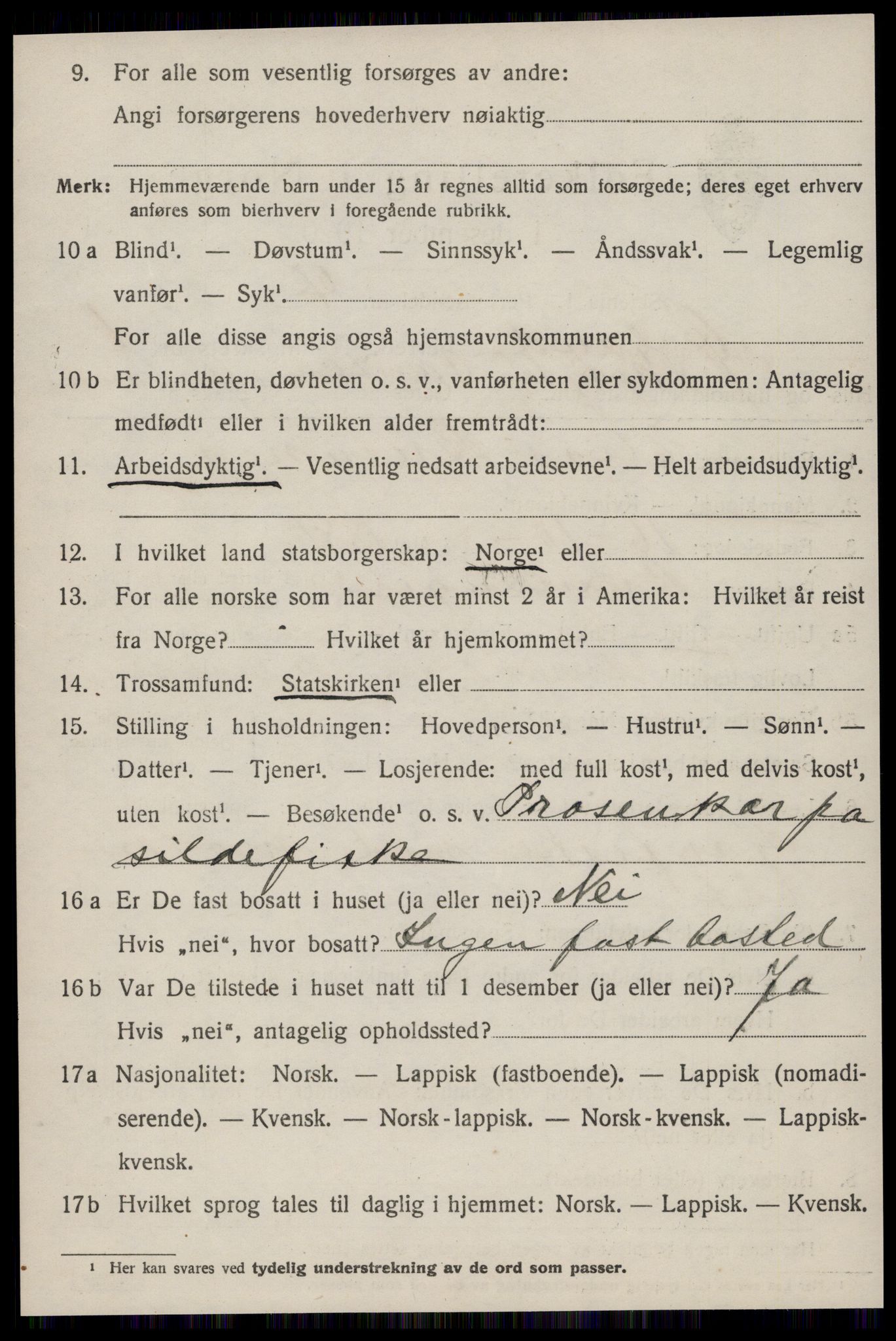 SAT, 1920 census for Ørland, 1920, p. 2216