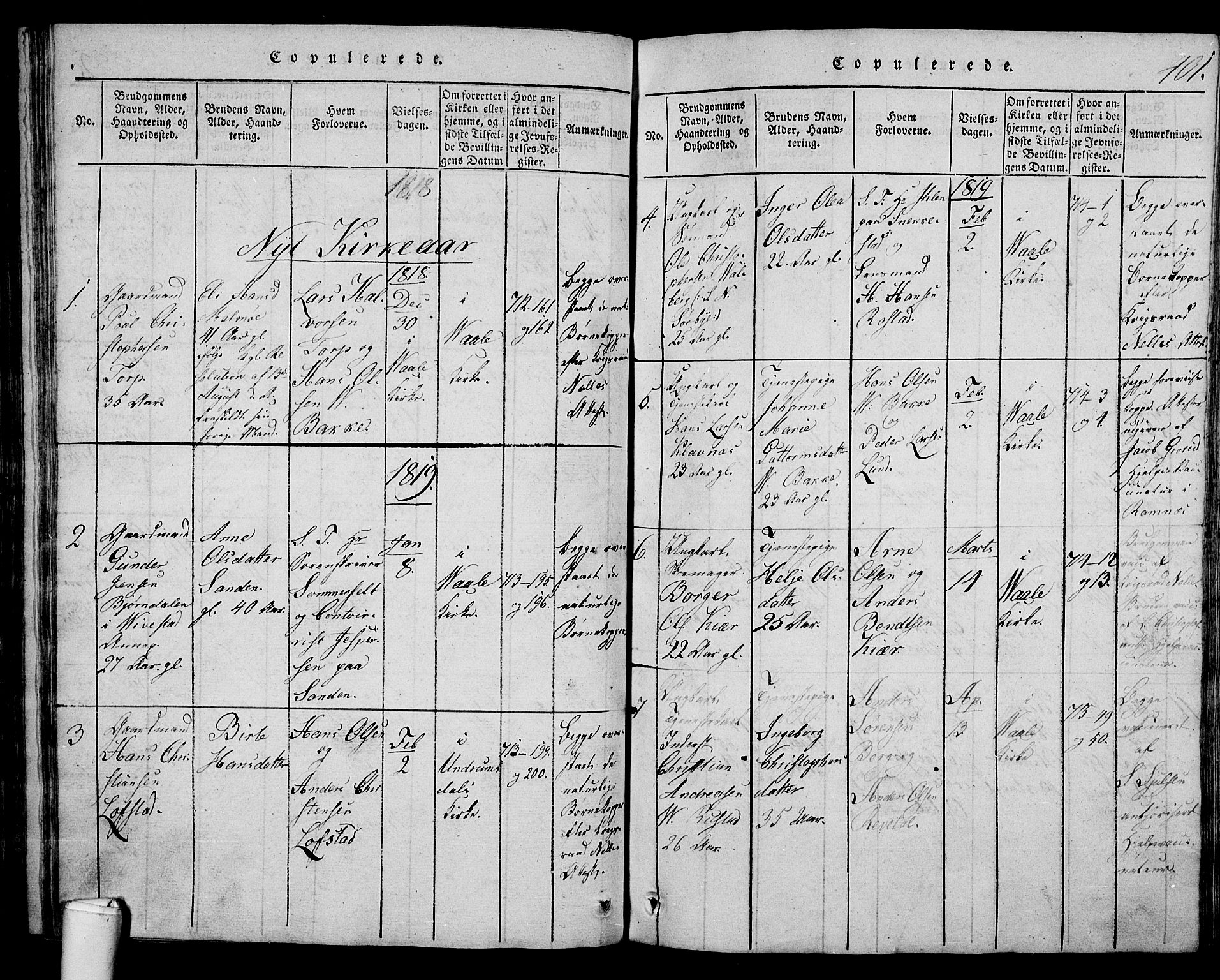 Våle kirkebøker, AV/SAKO-A-334/G/Ga/L0001: Parish register (copy) no. I 1, 1814-1824, p. 400-401