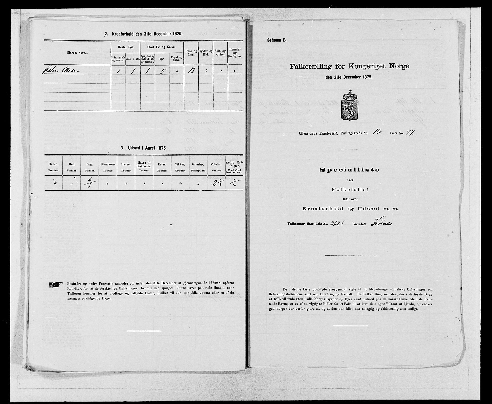 SAB, 1875 census for 1230P Ullensvang, 1875, p. 1743
