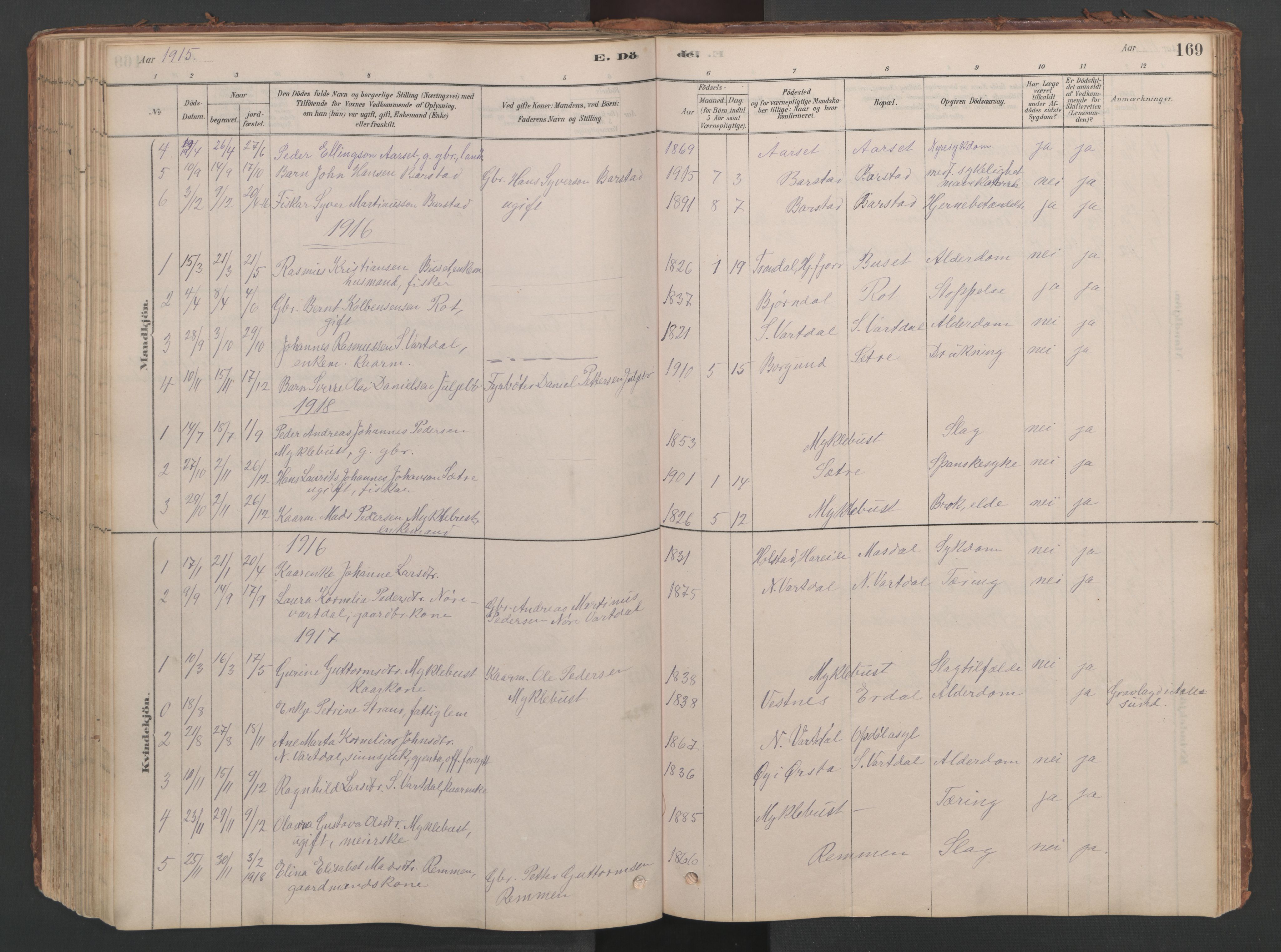 Ministerialprotokoller, klokkerbøker og fødselsregistre - Møre og Romsdal, AV/SAT-A-1454/514/L0201: Parish register (copy) no. 514C01, 1878-1919, p. 169