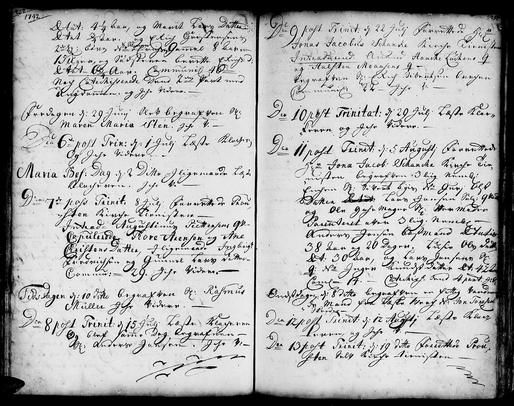 Ministerialprotokoller, klokkerbøker og fødselsregistre - Sør-Trøndelag, AV/SAT-A-1456/671/L0839: Parish register (official) no. 671A01, 1730-1755, p. 250-251