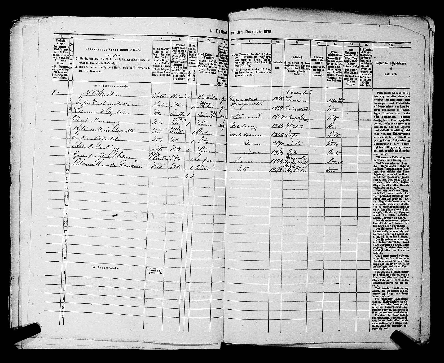 SAKO, 1875 census for 0703P Horten, 1875, p. 737