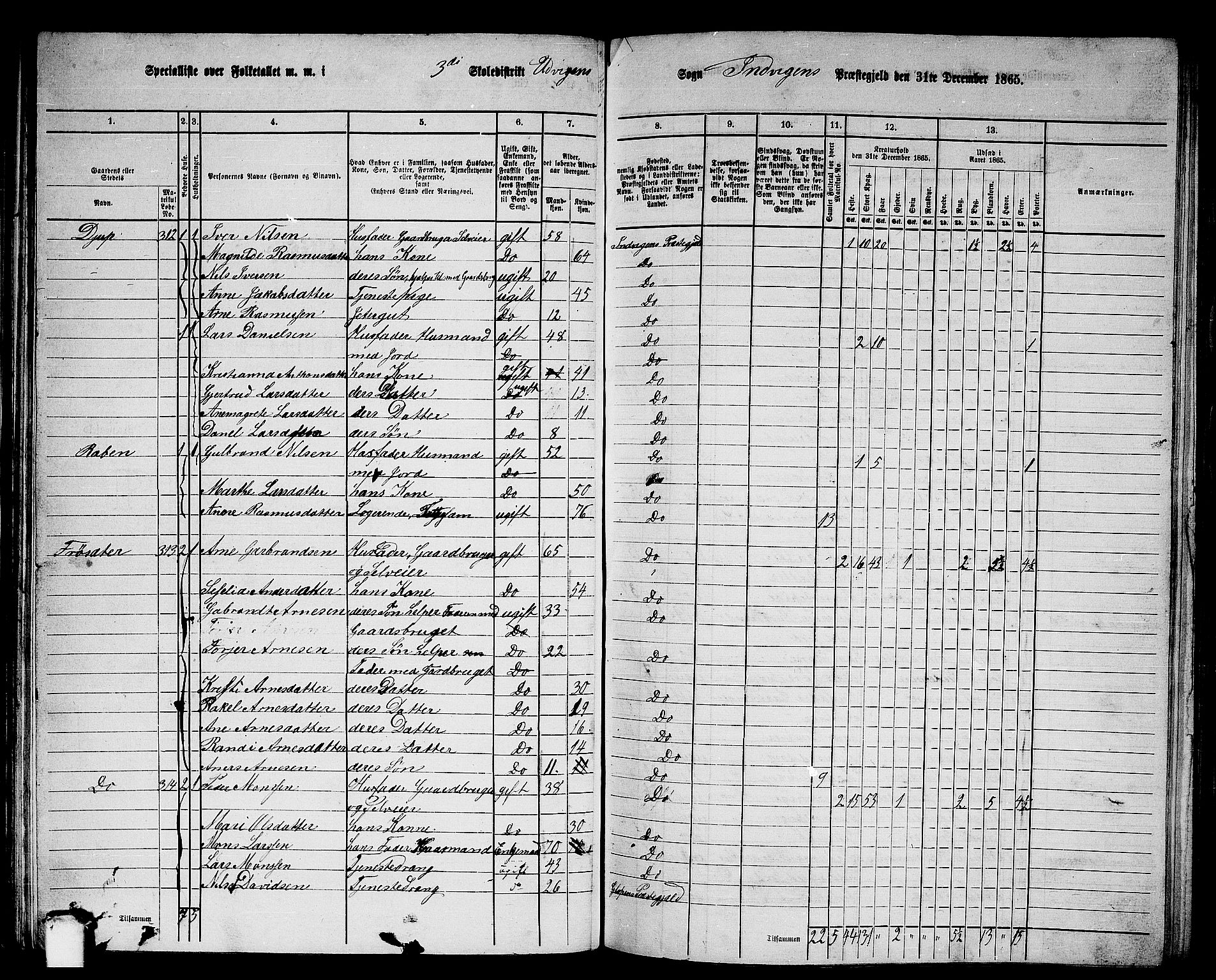 RA, 1865 census for Innvik, 1865, p. 46