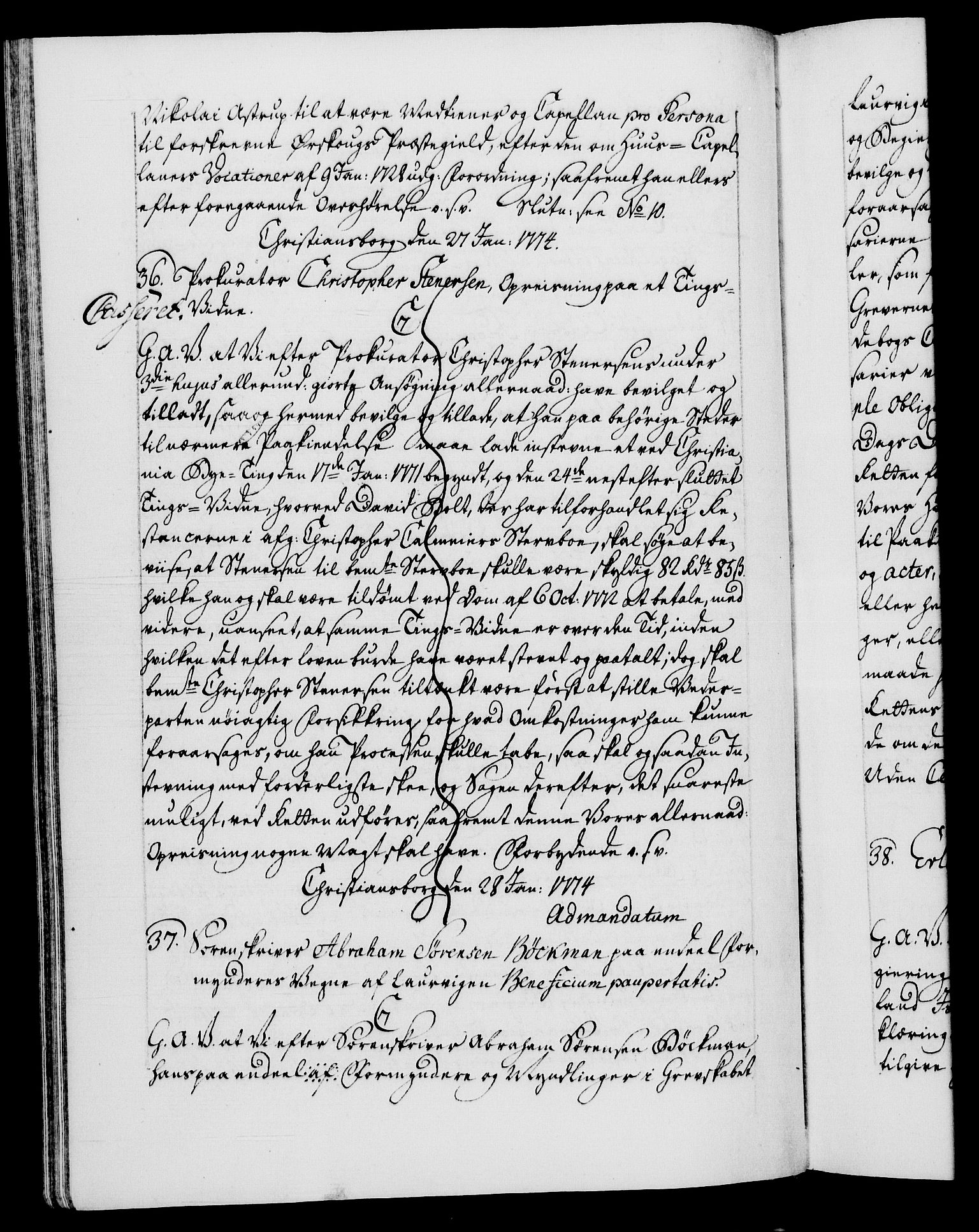 Danske Kanselli 1572-1799, AV/RA-EA-3023/F/Fc/Fca/Fcaa/L0046: Norske registre, 1773-1775, p. 352b