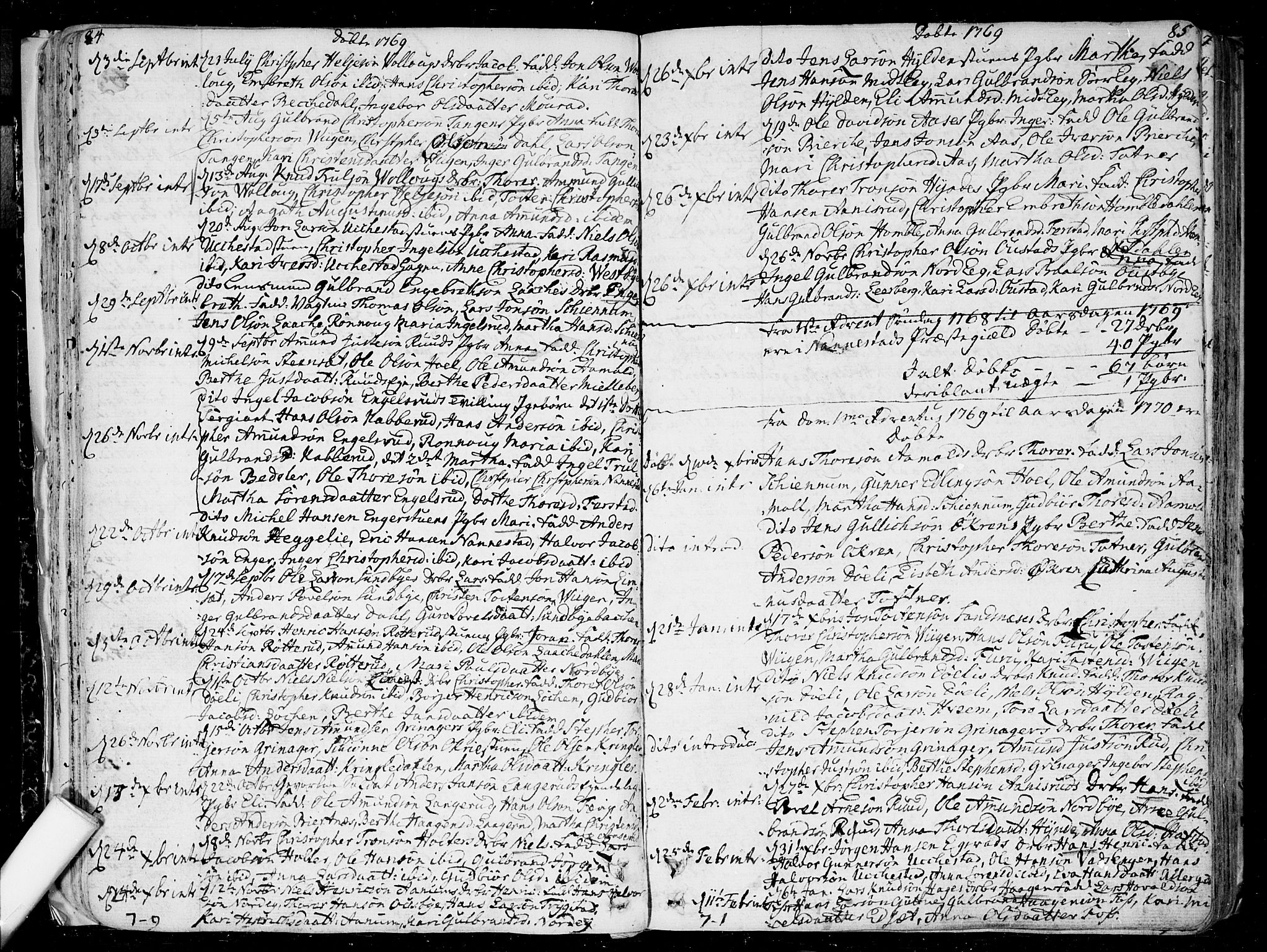 Nannestad prestekontor Kirkebøker, SAO/A-10414a/F/Fa/L0007: Parish register (official) no. I 7, 1754-1791, p. 84-85