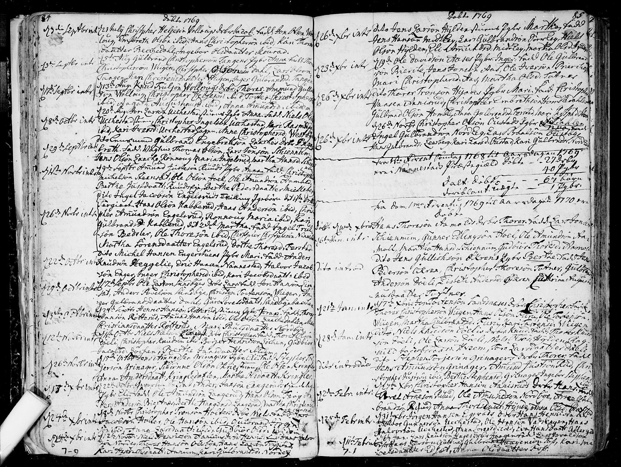 Nannestad prestekontor Kirkebøker, AV/SAO-A-10414a/F/Fa/L0007: Parish register (official) no. I 7, 1754-1791, p. 84-85