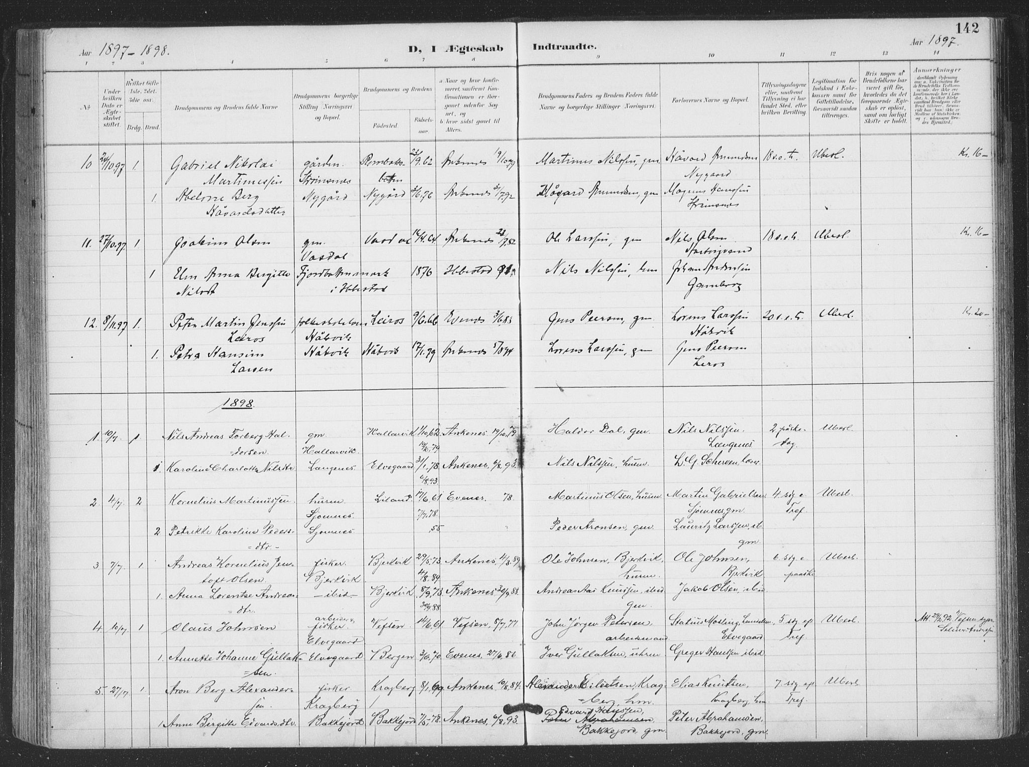 Ministerialprotokoller, klokkerbøker og fødselsregistre - Nordland, AV/SAT-A-1459/866/L0939: Parish register (official) no. 866A02, 1894-1906, p. 142