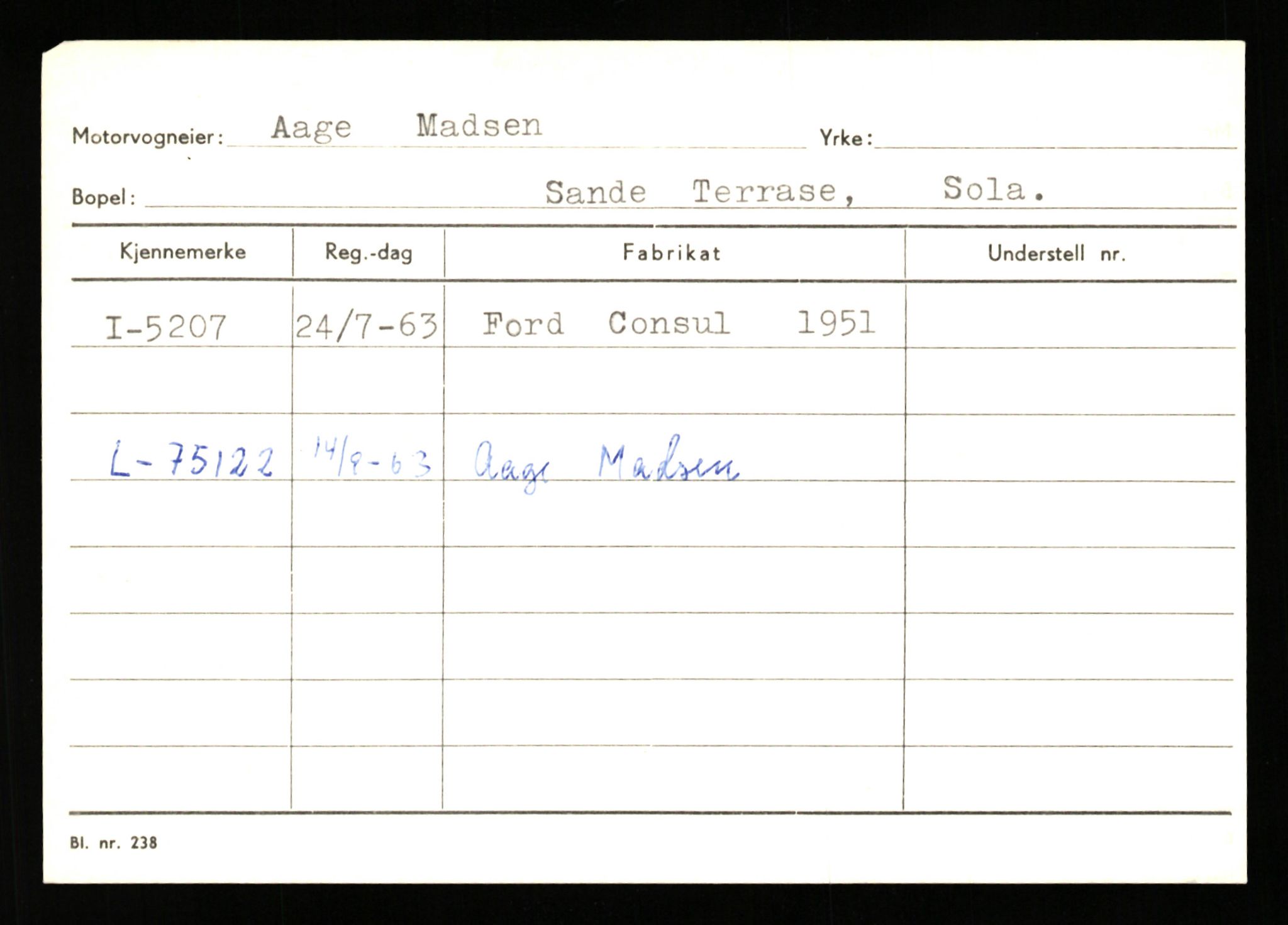 Stavanger trafikkstasjon, SAST/A-101942/0/G/L0001: Registreringsnummer: 0 - 5782, 1930-1971, p. 3055