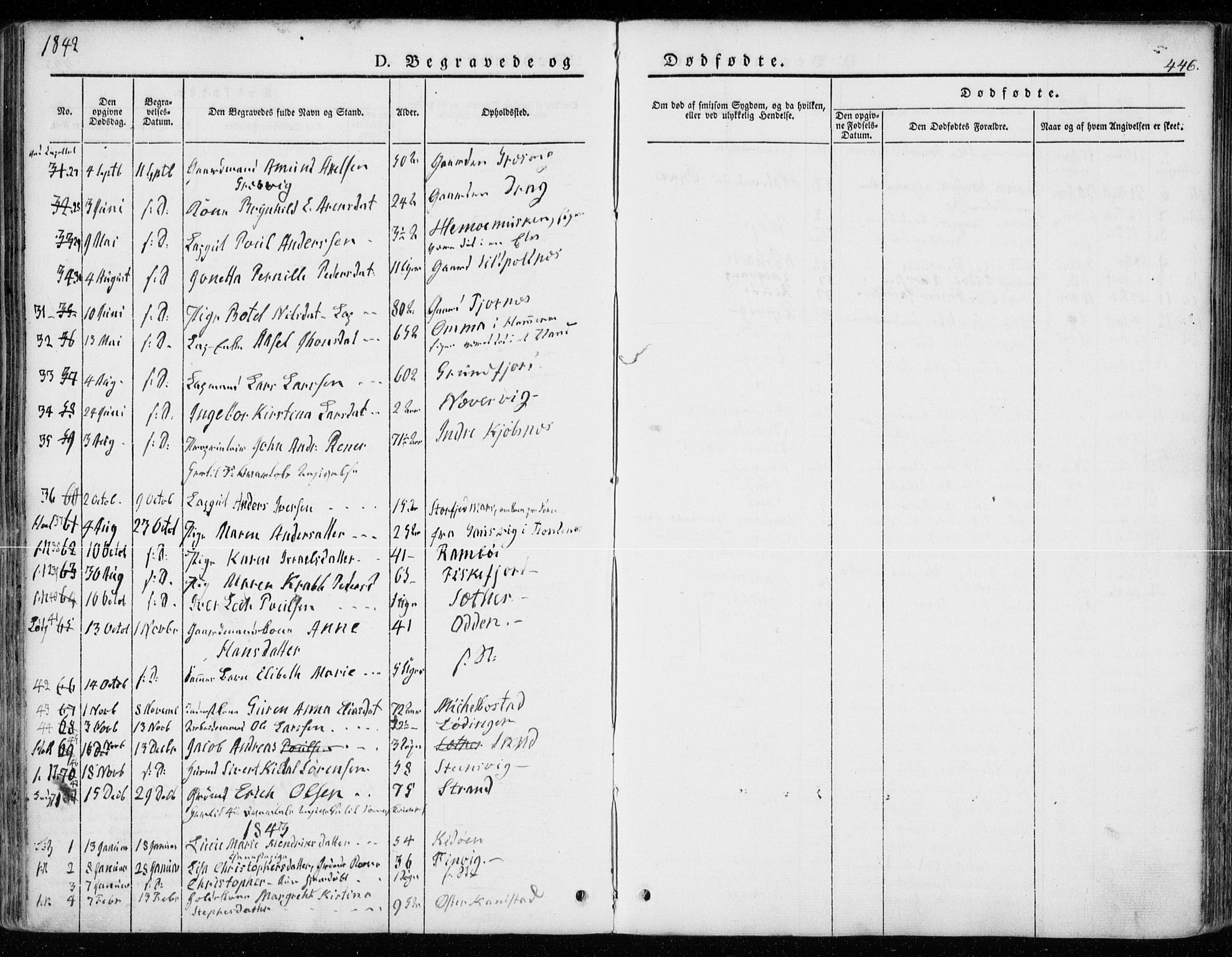 Ministerialprotokoller, klokkerbøker og fødselsregistre - Nordland, SAT/A-1459/872/L1033: Parish register (official) no. 872A08, 1840-1863, p. 446