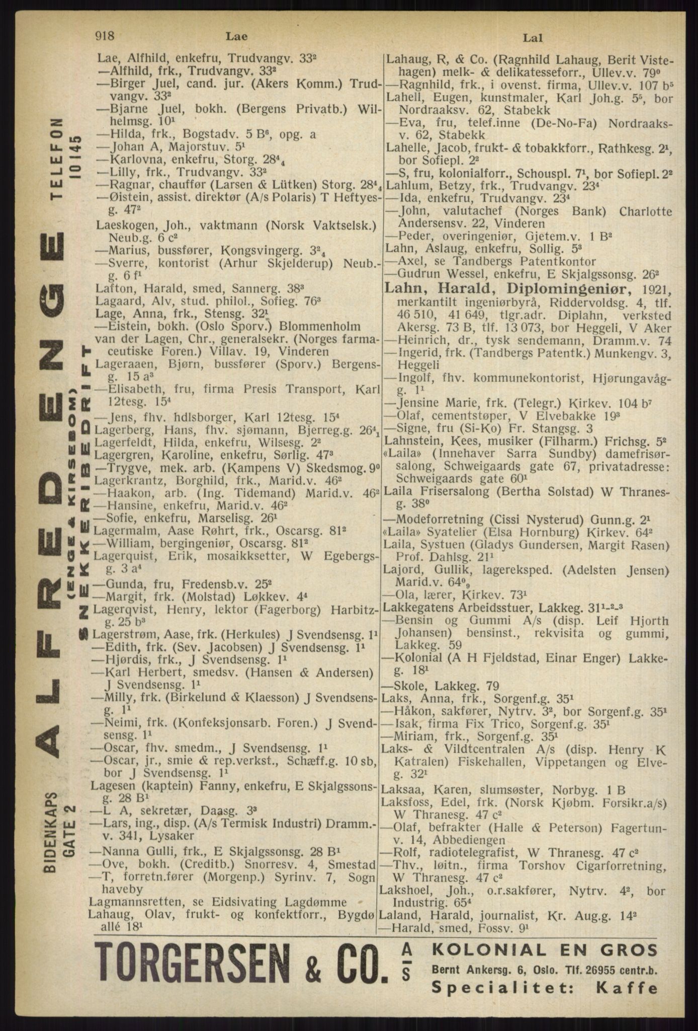 Kristiania/Oslo adressebok, PUBL/-, 1937, p. 918