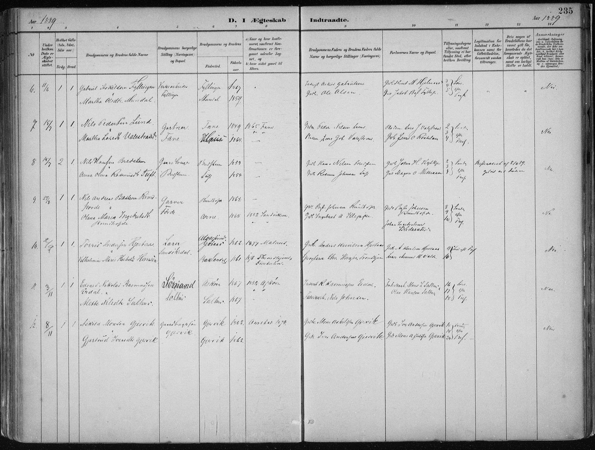 Hamre sokneprestembete, AV/SAB-A-75501/H/Ha/Haa/Haab/L0001: Parish register (official) no. B  1, 1882-1905, p. 235