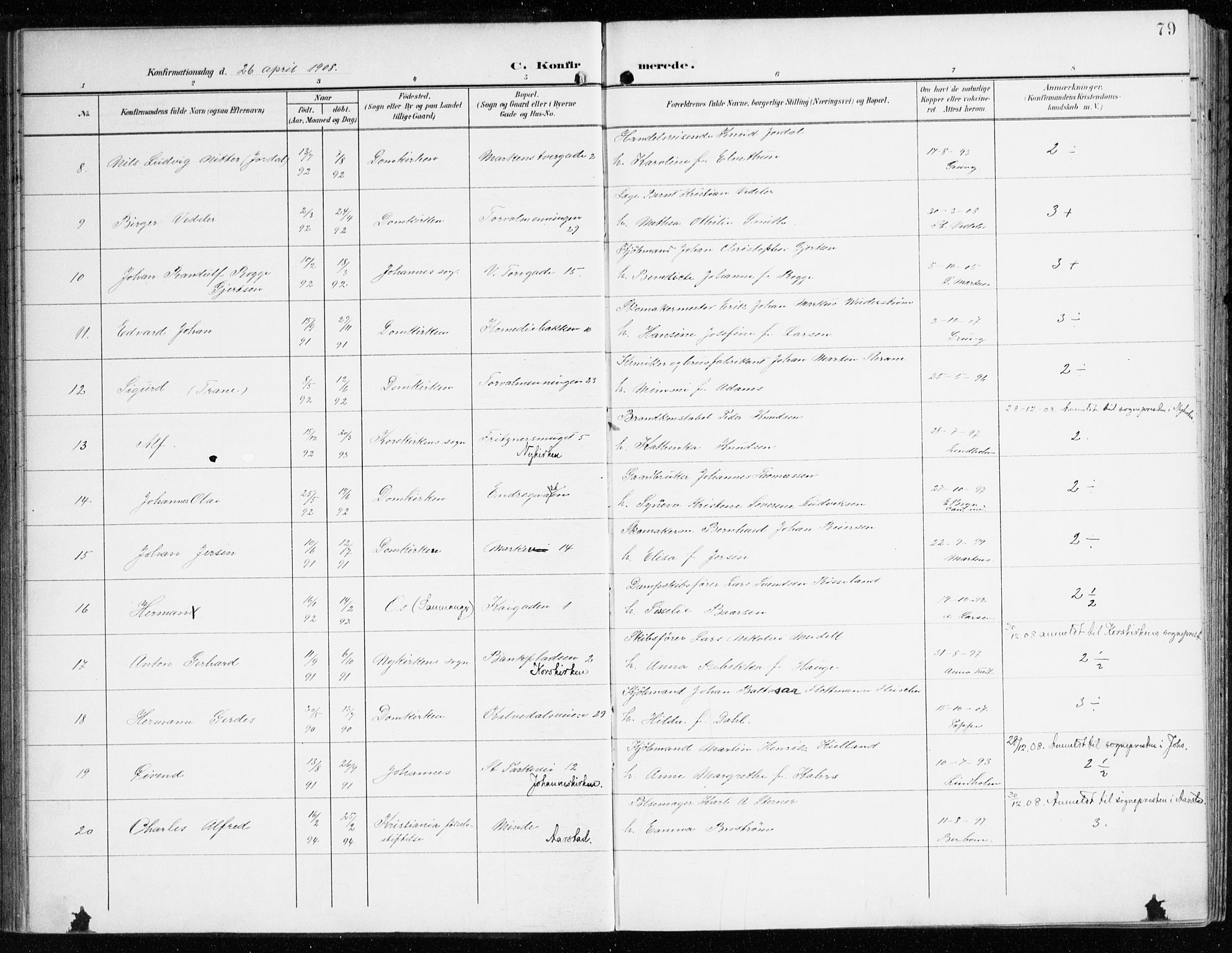 Domkirken sokneprestembete, AV/SAB-A-74801/H/Haa/L0031: Parish register (official) no. C 6, 1898-1915, p. 79