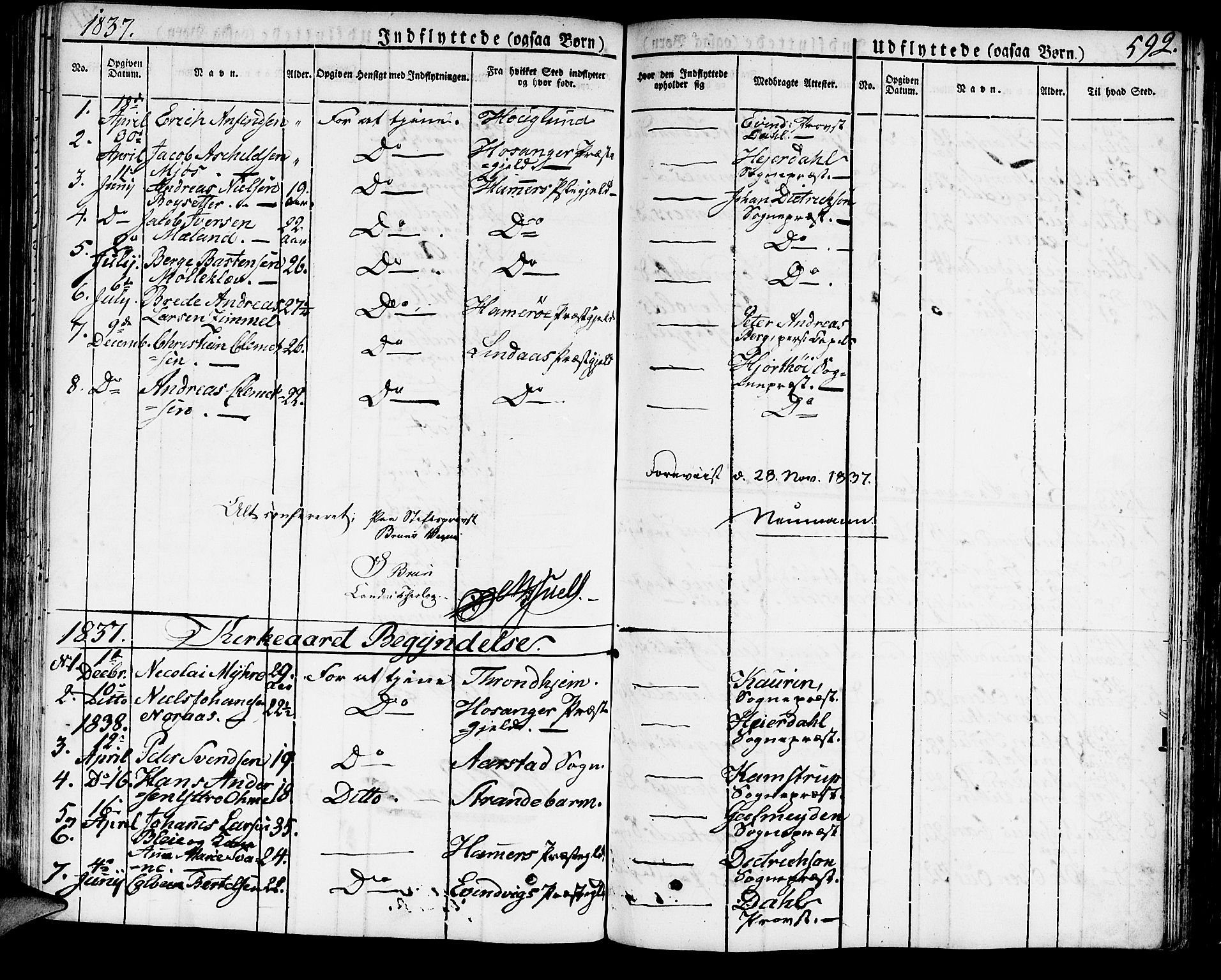 Domkirken sokneprestembete, SAB/A-74801/H/Haa/L0012: Parish register (official) no. A 12, 1821-1840, p. 592