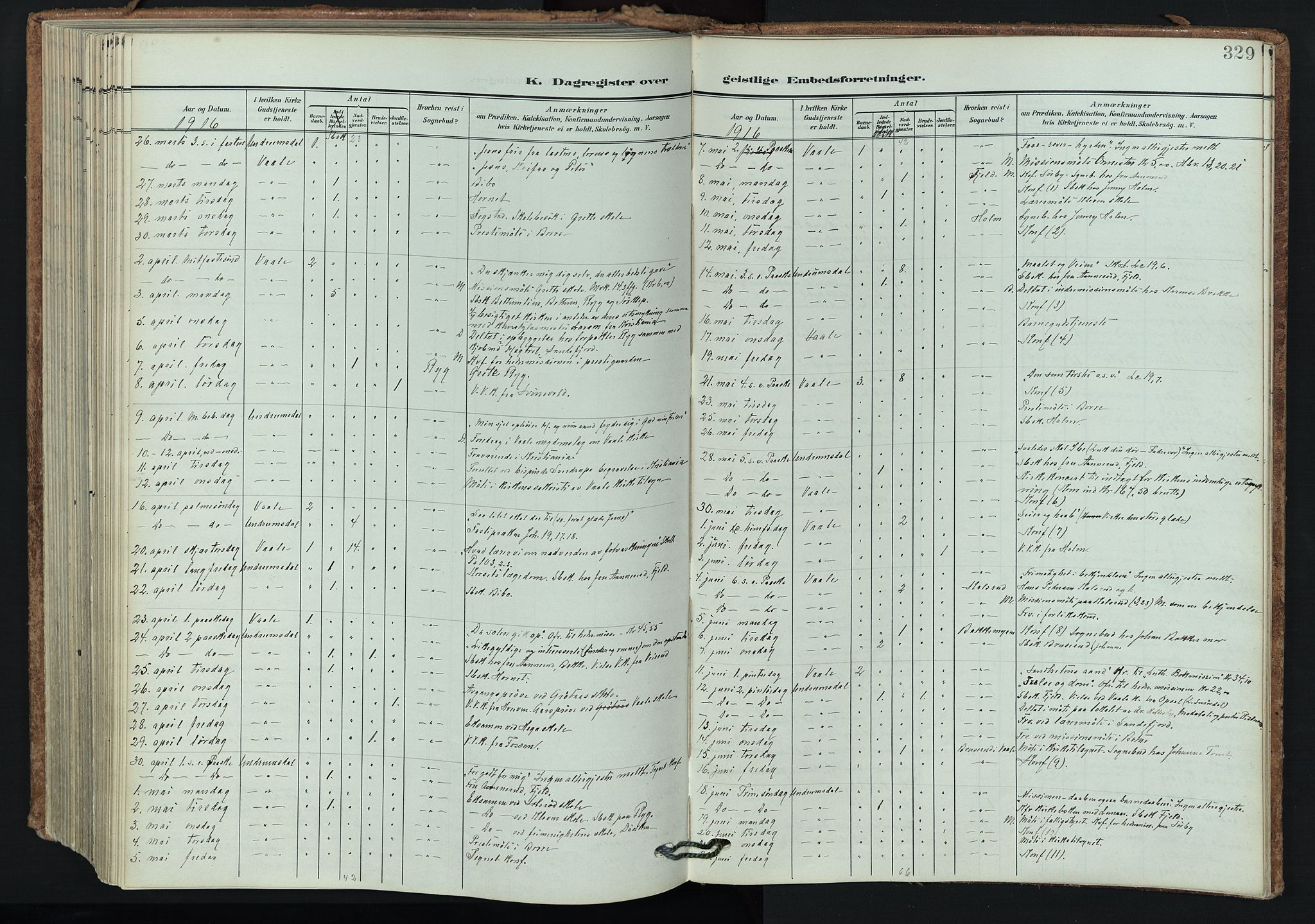 Våle kirkebøker, AV/SAKO-A-334/F/Fa/L0012: Parish register (official) no. I 12, 1907-1934, p. 329