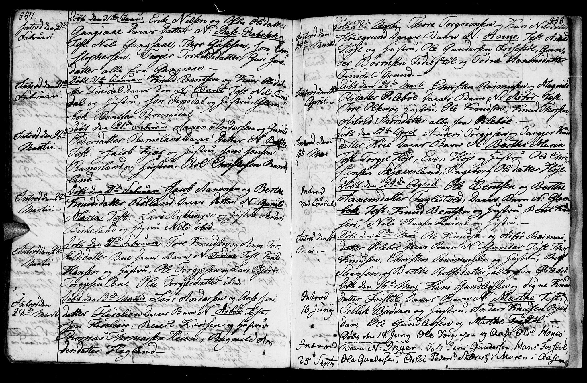 Holum sokneprestkontor, SAK/1111-0022/F/Fa/Fac/L0001: Parish register (official) no. A 1, 1773-1820, p. 557-558