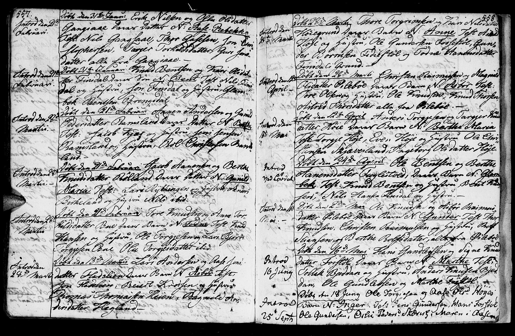 Holum sokneprestkontor, AV/SAK-1111-0022/F/Fa/Fac/L0001: Parish register (official) no. A 1, 1773-1820, p. 557-558